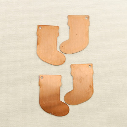 Copper Blanks - 76# Santa socks copper blank , stamped enamel ,solid copper, stamping blank, personalized , copper blank, raw copper