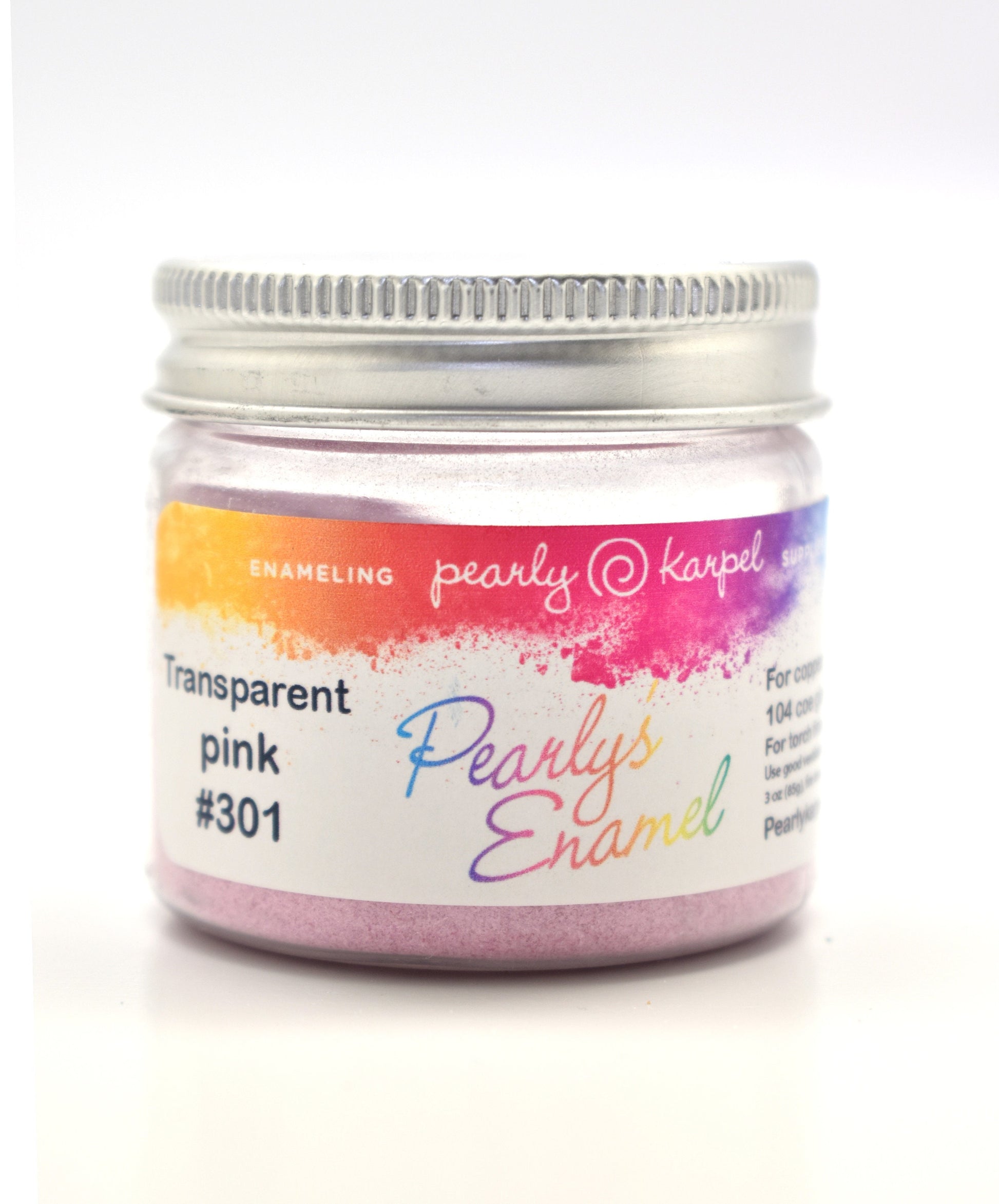 Pearly's Enamel Powder No. 301 Transparent Pink 3oz. (85gr.) Great for torch/kiln/Cloisonné and Wet Packing Enameling