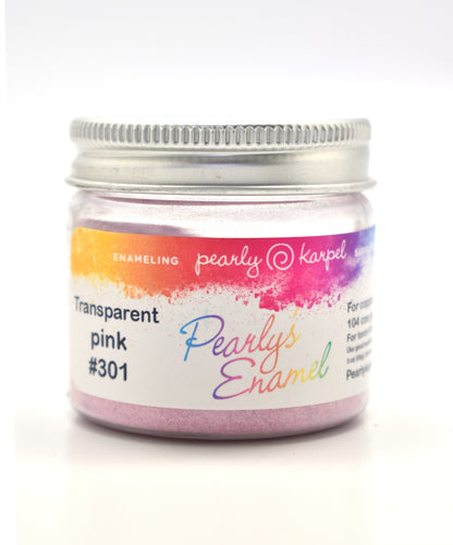 Pearly's Enamel Powder No. 301 Transparent Pink 3oz. (85gr.) Great for torch/kiln/Cloisonné and Wet Packing Enameling