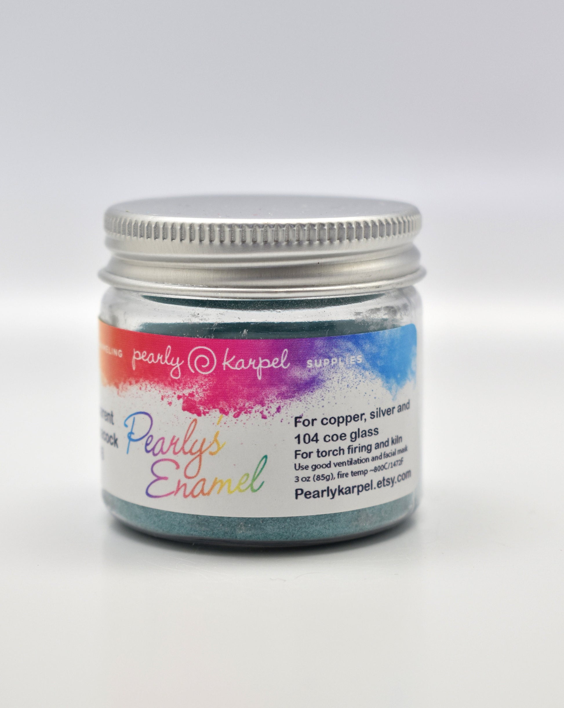 Pearly's Enamel Powder No. 313 Transparent Water Blue 3oz. (85gr.) Great for torch/kiln/Cloisonné and Wet Packing Enameling