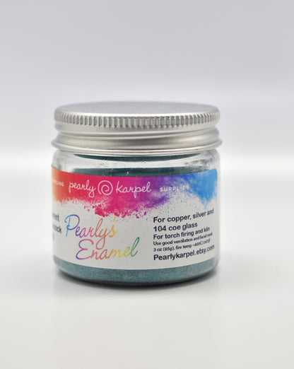 Pearly's Enamel Powder No. 313 Transparent Water Blue 3oz. (85gr.) Great for torch/kiln/Cloisonné and Wet Packing Enameling