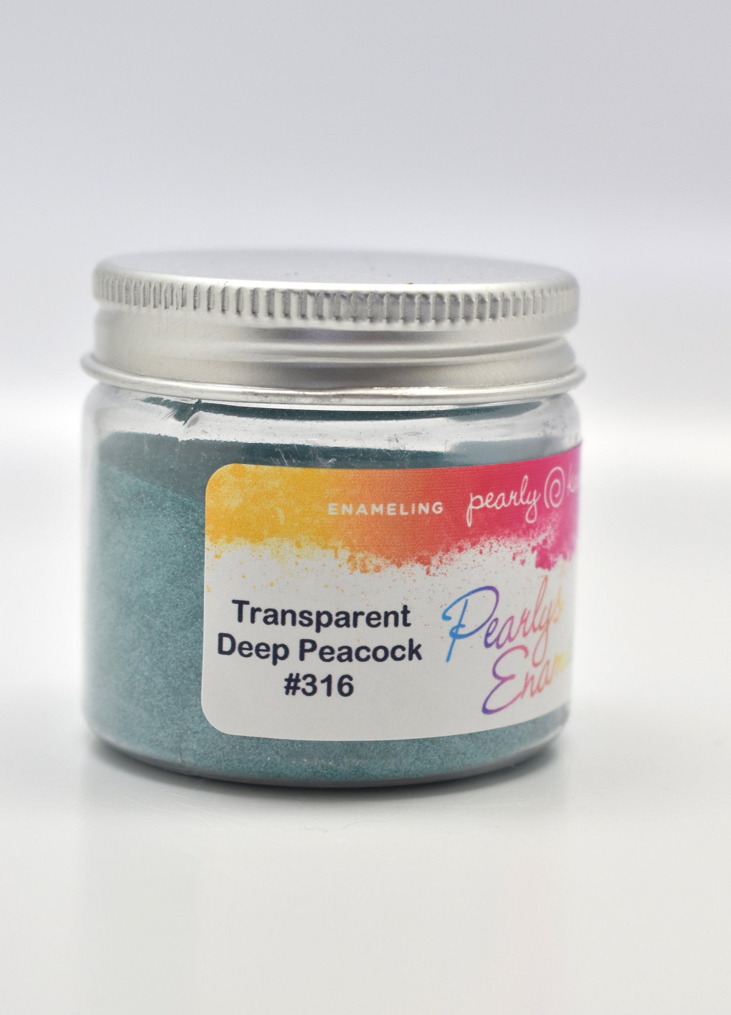 Pearly's Enamel Powder No. 316 Transparent Deep Peacock 3oz. (85gr.), Enameling Supplies
