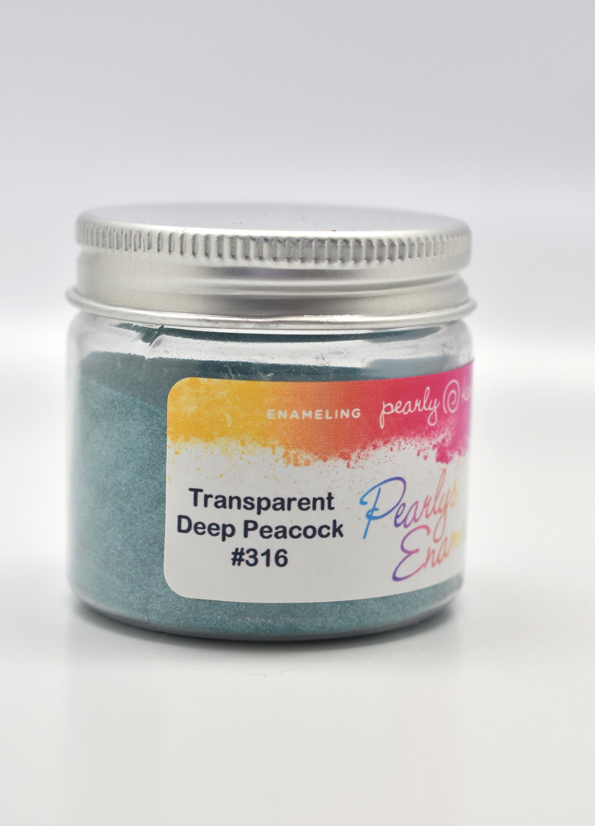 Pearly's Enamel Powder No. 316 Transparent Deep Peacock 3oz. (85gr.), Enameling Supplies