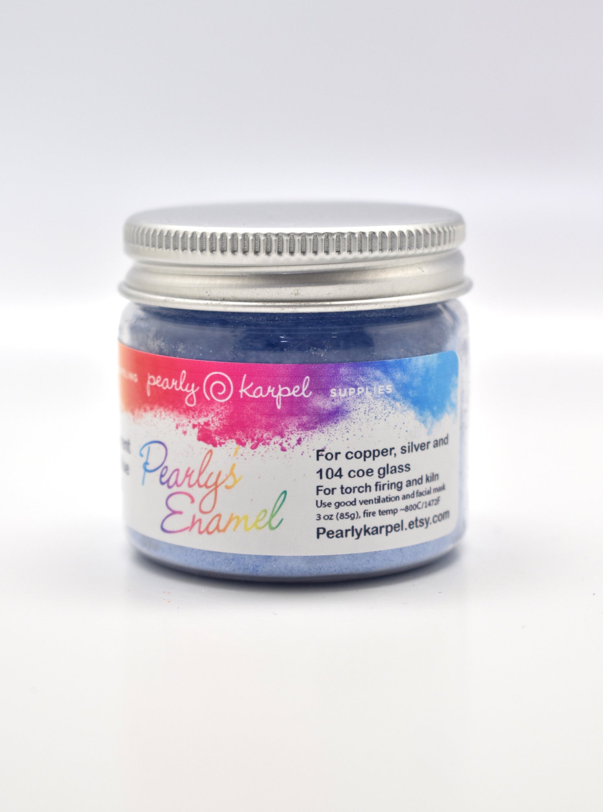 Pearly's Enamel Powder No. 353 Transparent Bright Blue 3oz. (85gr.) Great for torch/kiln/Cloisonné and Wet Packing Enameling