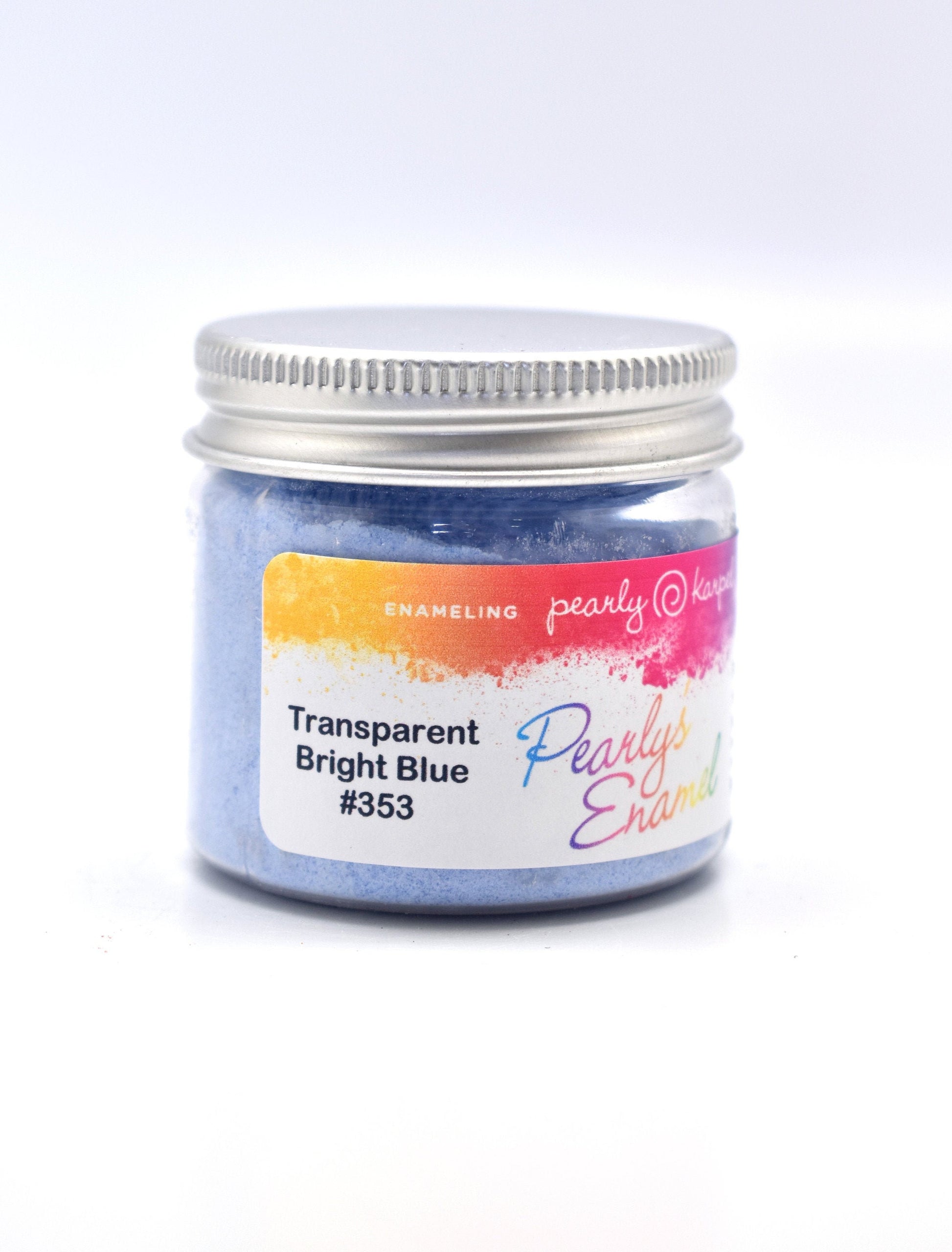 Pearly's Enamel Powder No. 353 Transparent Bright Blue 3oz. (85gr.) Great for torch/kiln/Cloisonné and Wet Packing Enameling