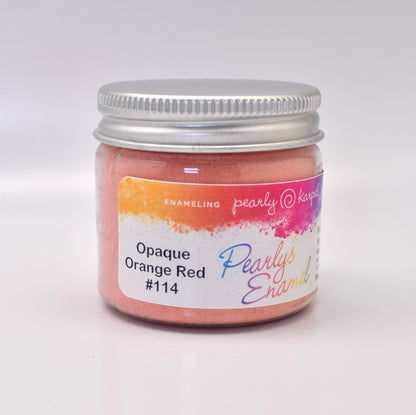 Pearly's Enamel Powder No. 114 Opaque Orange Red 3oz. (85gr.) - Lead Free Great for torch/kiln/Cloisonné and Wet Packing Enameling