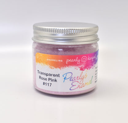 Pearly's Enamel Powder No. 117 Transparent Rose Pink 3oz. (85gr.) Great for torch/kiln/Cloisonné and Wet Packing Enameling