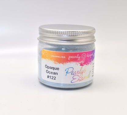Pearly's Enamel Powder No. 122 Opaque Ocean 3oz. (85gr.) Great for torch/kiln/Cloisonné and Wet Packing Enameling