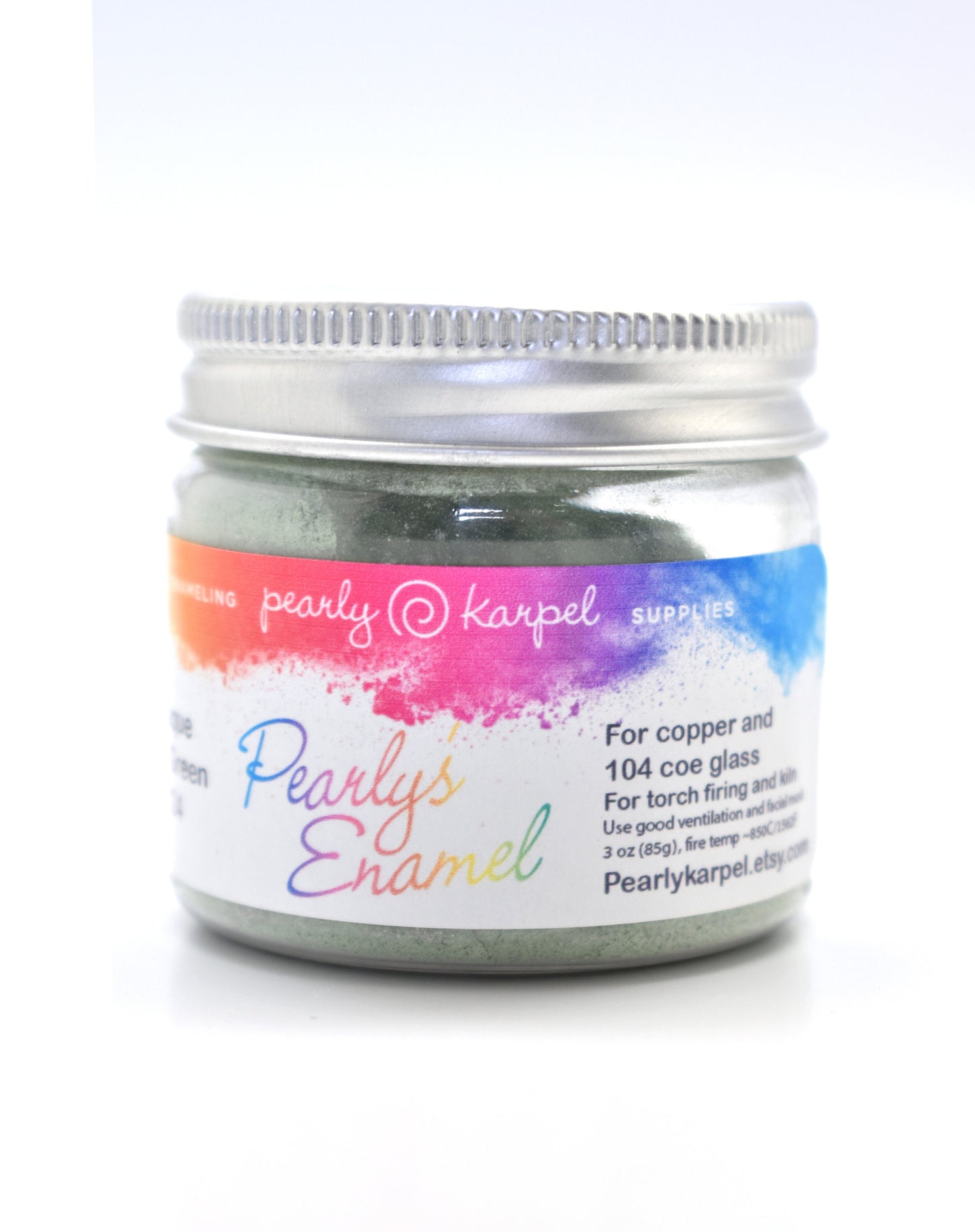 Pearly's Enamel Powder No. 124 Opaque Drak Green 3oz. (85gr.) Great for torch/kiln/Cloisonné and Wet Packing Enameling