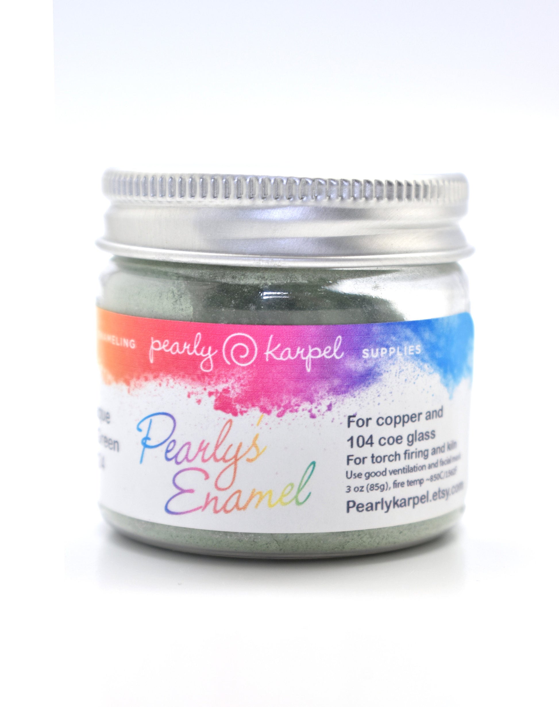 Pearly's Enamel Powder No. 124 Opaque Drak Green 3oz. (85gr.) Great for torch/kiln/Cloisonné and Wet Packing Enameling