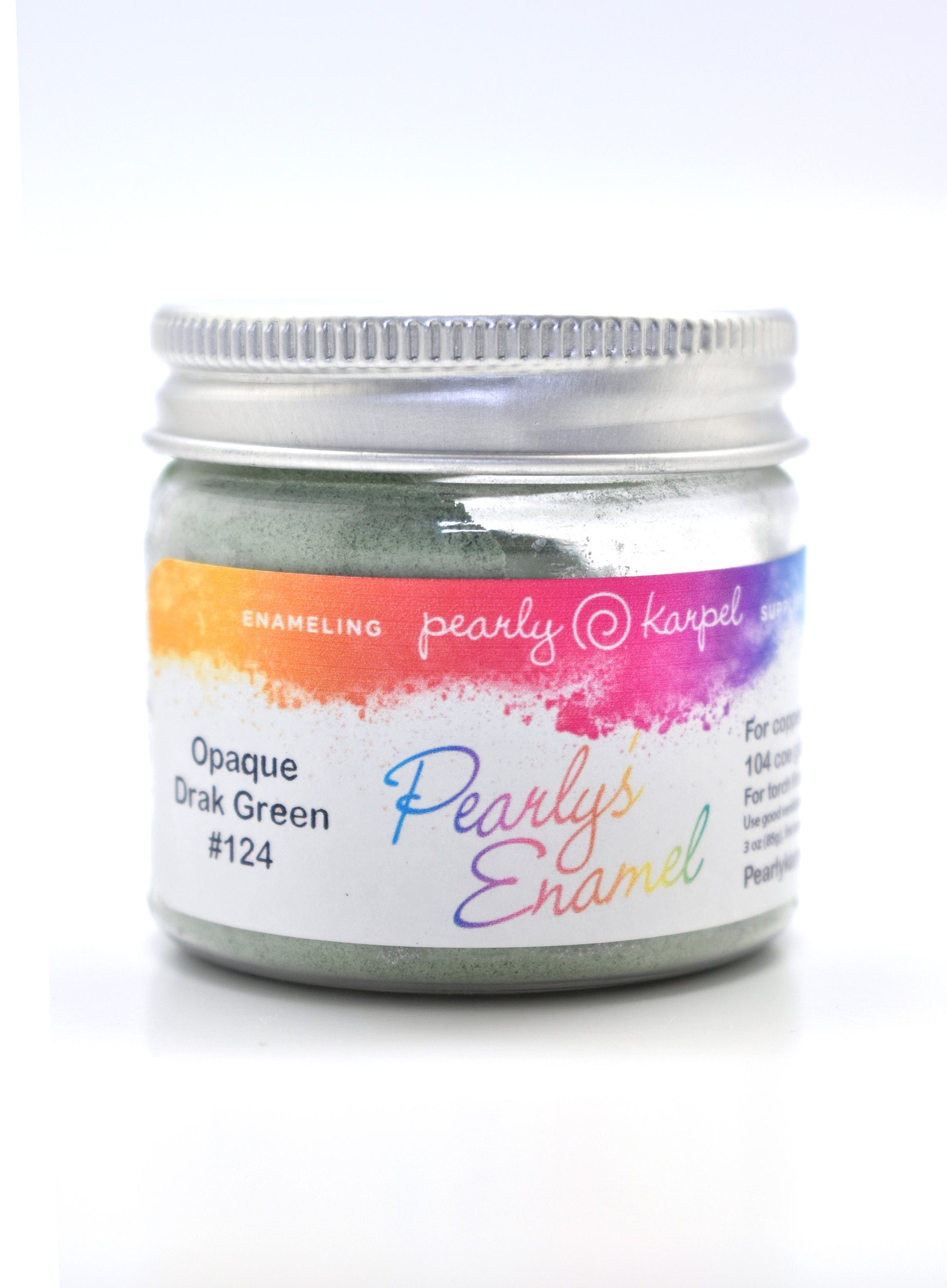 Pearly's Enamel Powder No. 124 Opaque Drak Green 3oz. (85gr.) Great for torch/kiln/Cloisonné and Wet Packing Enameling