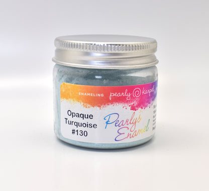 Pearly's Enamel Powder No. 130 Opaque Turquoise 3oz. (85gr.) Great for torch/kiln/Cloisonné and Wet Packing Enameling