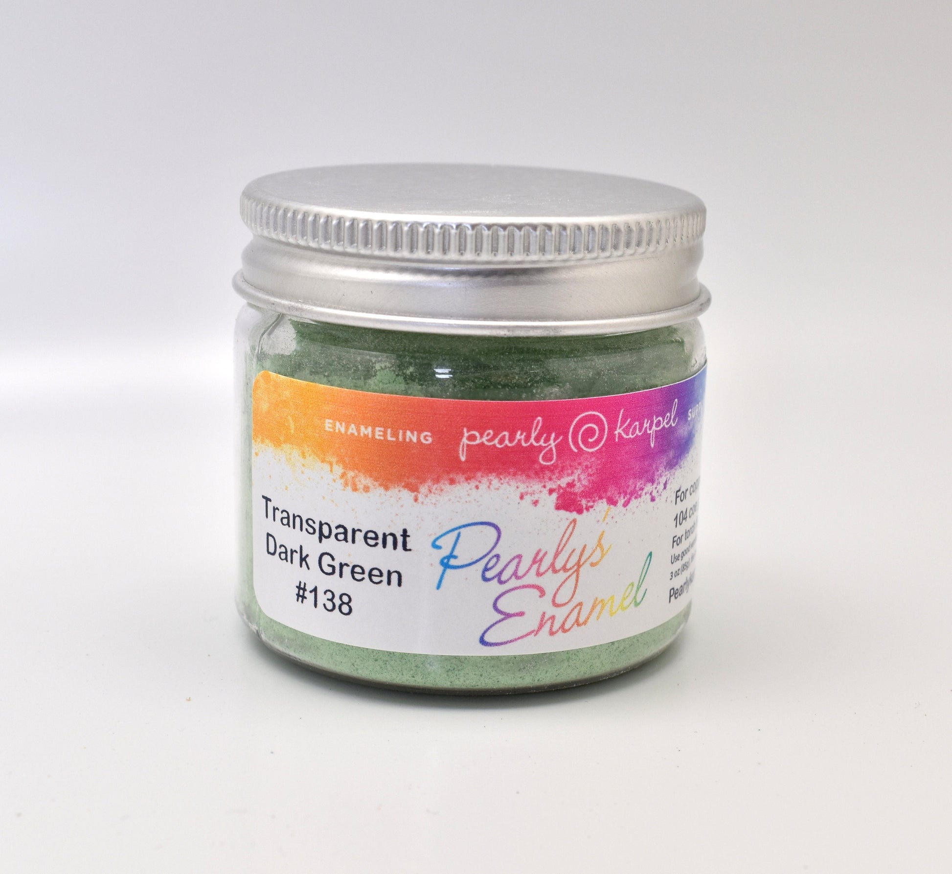 Pearly's Enamel Powder No. 138 Transparent Dark Green 3oz. (85gr.) Great for torch/kiln/Cloisonné and Wet Packing Enameling