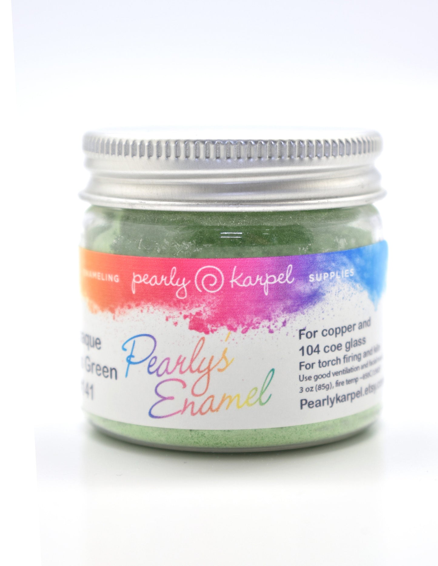 Pearly's Enamel Powder No. 141 Opaque Grass Green 3oz. (85gr.) Great for torch/kiln/Cloisonné and Wet Packing Enameling