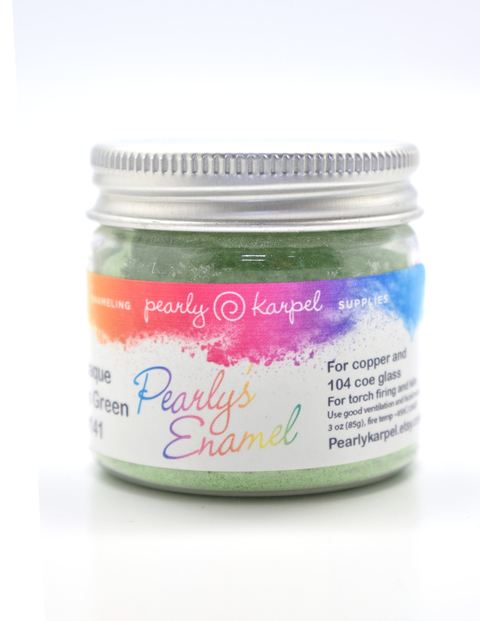 Pearly's Enamel Powder No. 141 Opaque Grass Green 3oz. (85gr.) Great for torch/kiln/Cloisonné and Wet Packing Enameling