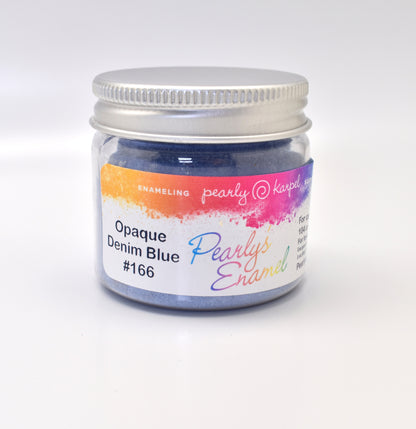 Pearly's Enamel Powder No. 166 Opaque Denim Blue 3oz. (85gr.) Great for torch/kiln/Cloisonné and Wet Packing Enameling