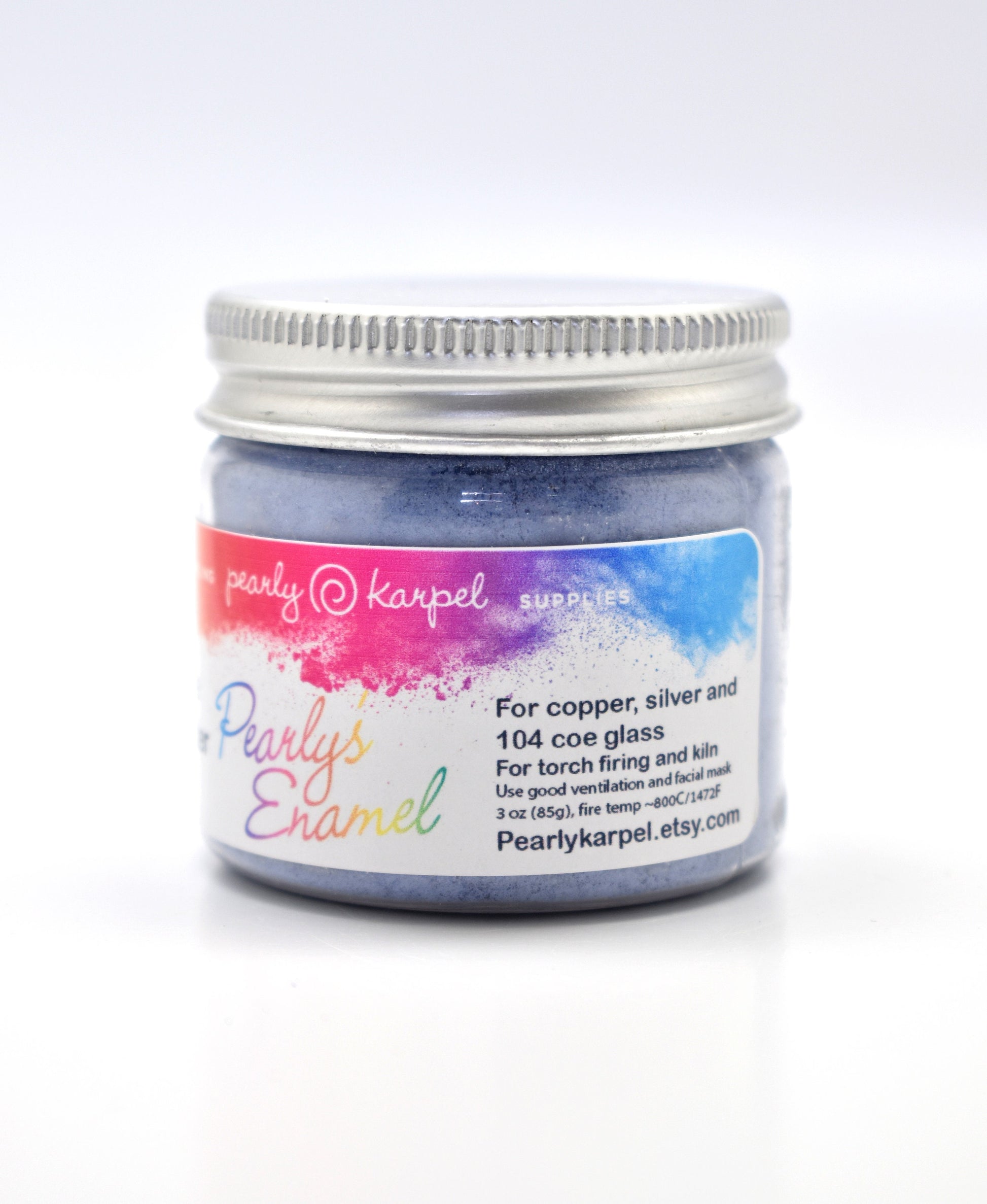 Pearly's Enamel Powder No. 168 Opaque Blue Glitter 3oz. (85gr.) - Lead Free Great for torch/kiln/Cloisonné and Wet Packing Enameling