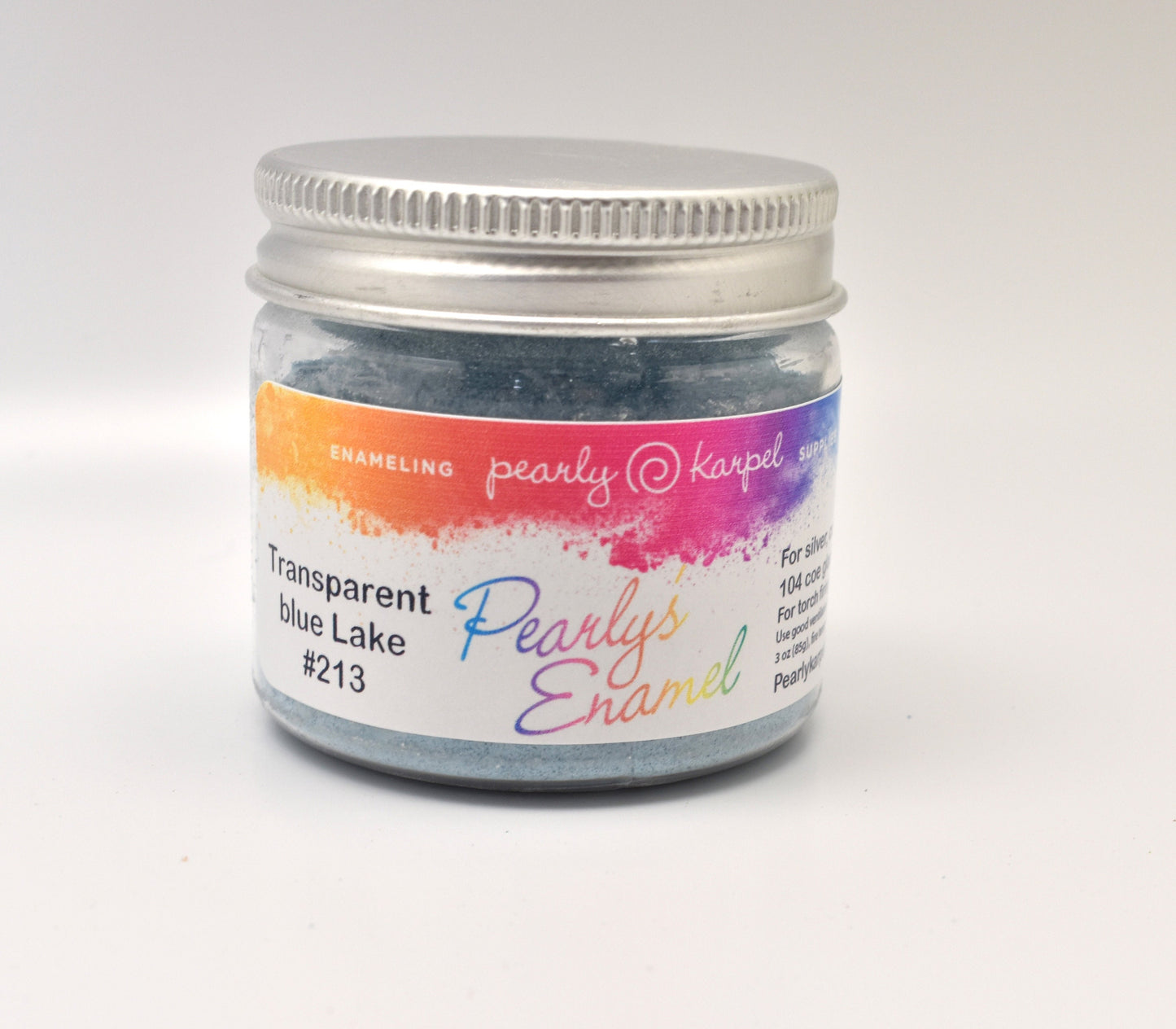 Pearly's Enamel Powder No. 213 Transparent Blue Lake 3oz. (85gr.) Great for torch/kiln/Cloisonné and Wet Packing Enameling
