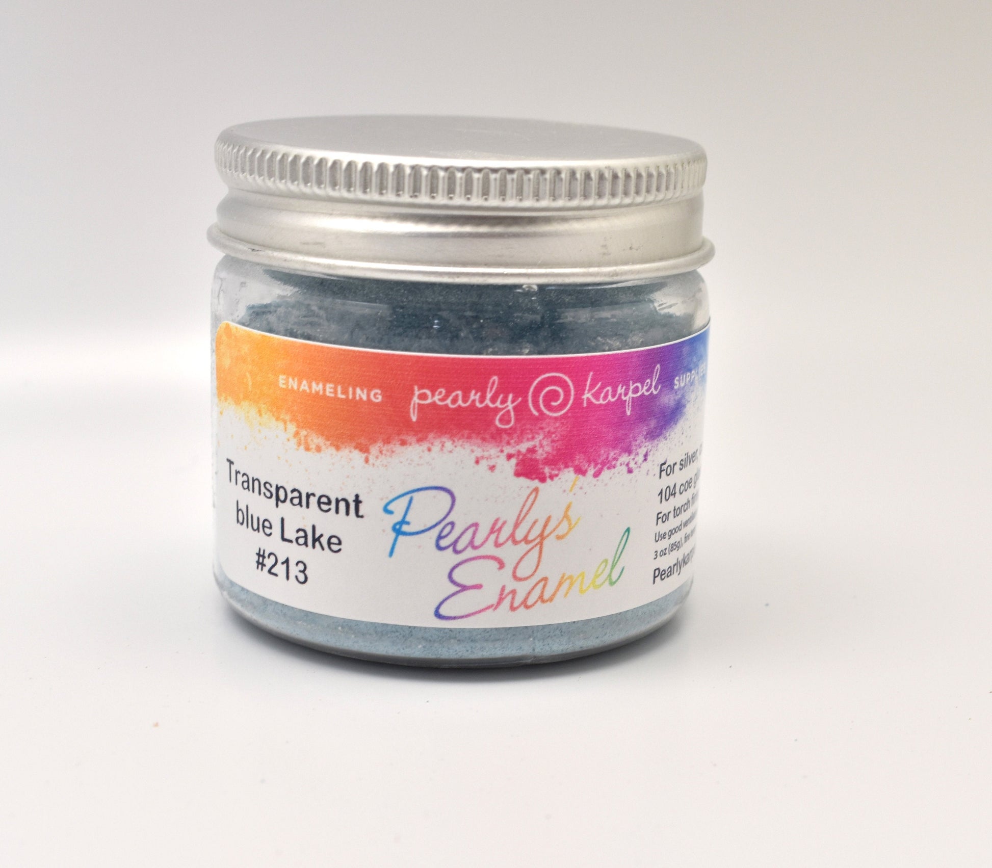 Pearly's Enamel Powder No. 213 Transparent Blue Lake 3oz. (85gr.) Great for torch/kiln/Cloisonné and Wet Packing Enameling