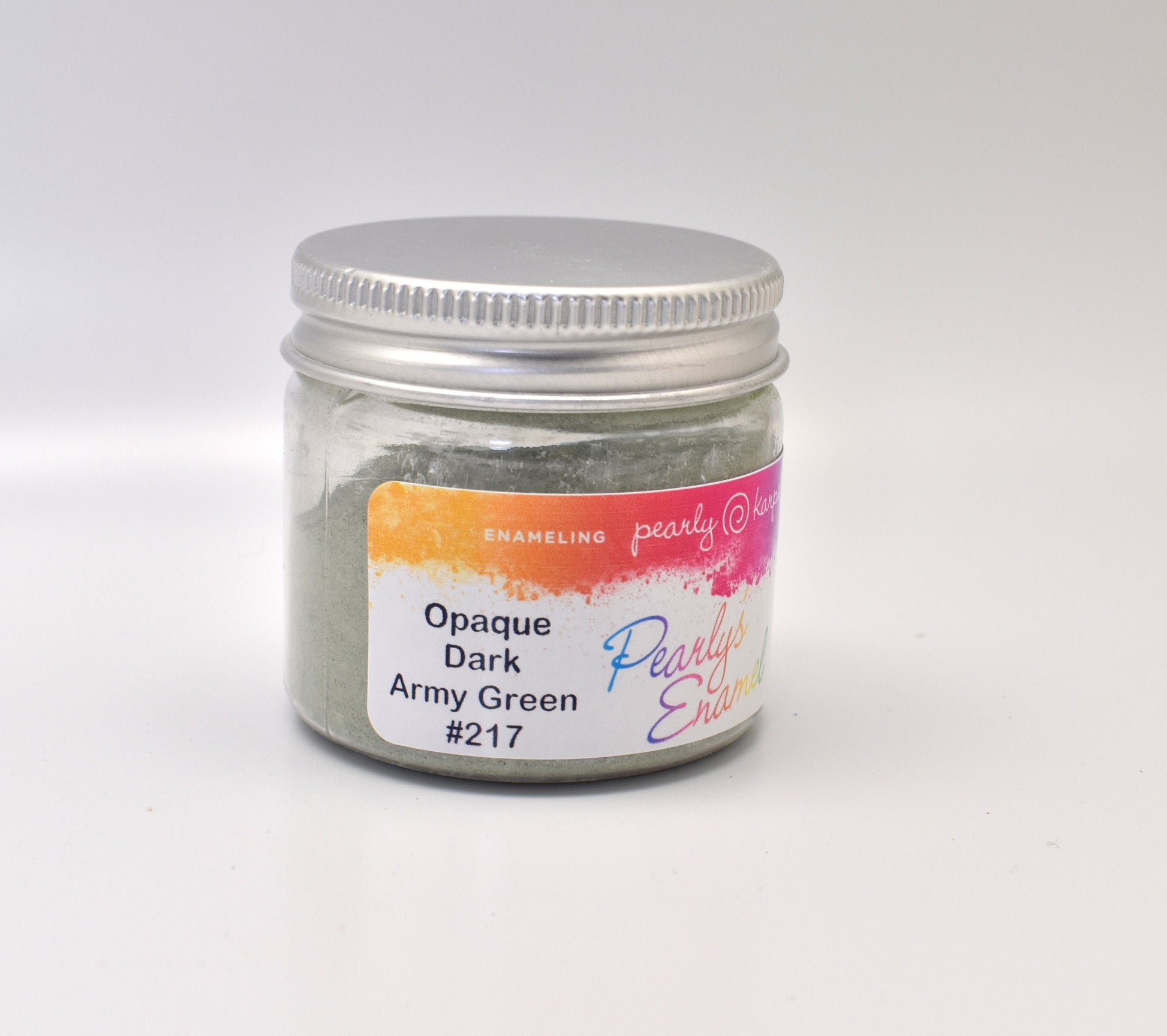 Pearly's Enamel Powder No. 217 Opaque Dark Army Green 3oz. (85gr.) Great for torch/kiln/Cloisonné and Wet Packing Enameling