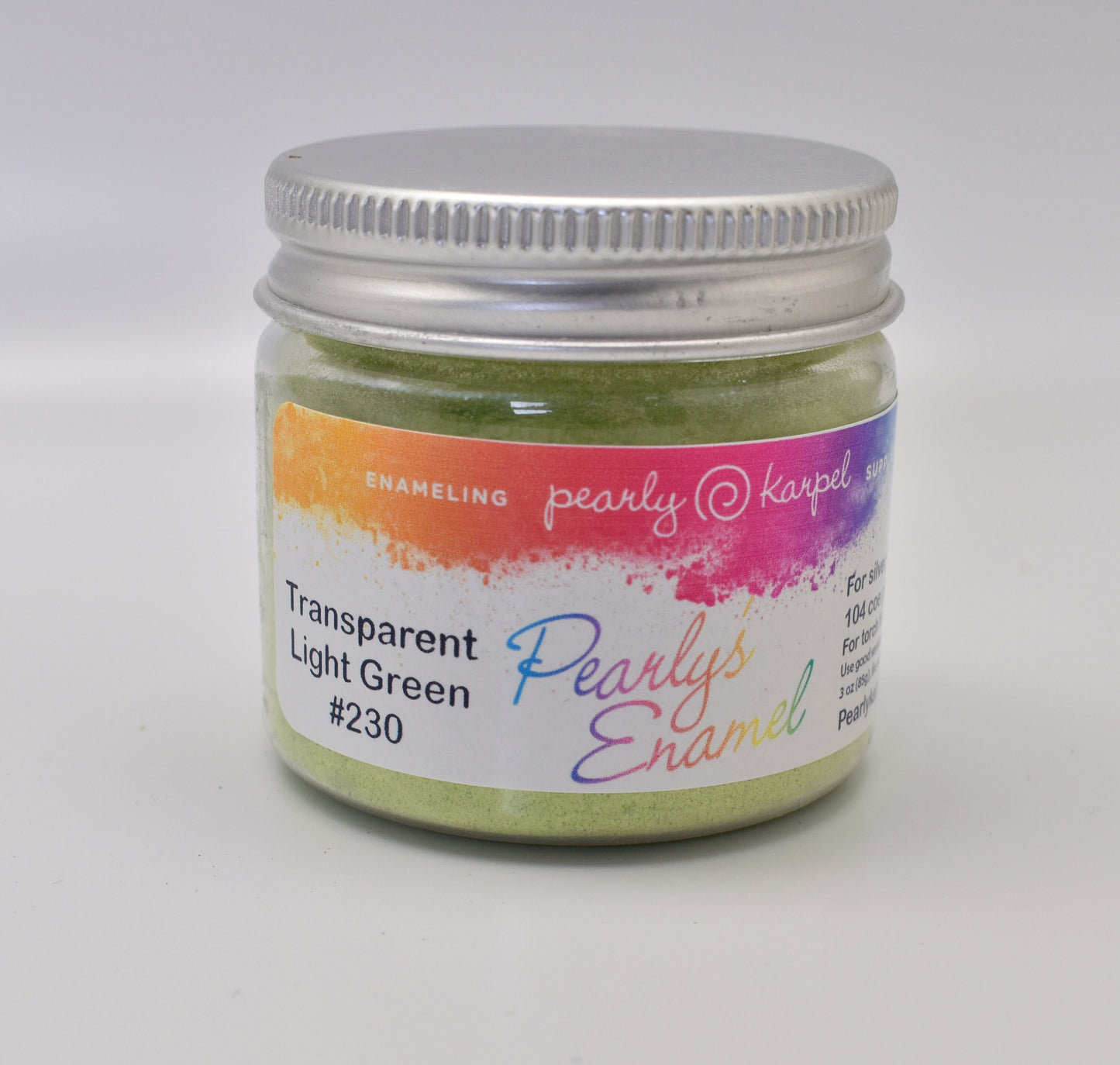 Pearly's Enamel Powder No. 230 Transparent Light Green 3oz. (85gr.) Great for torch/kiln/Cloisonné and Wet Packing Enameling