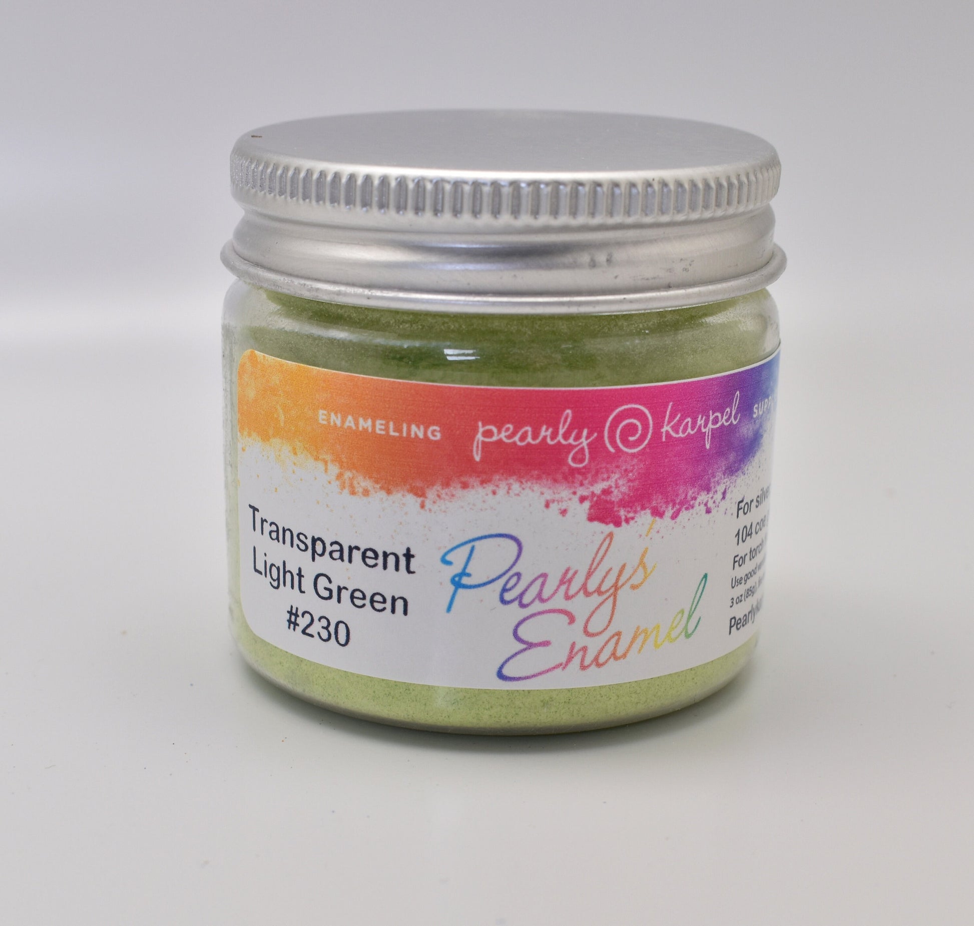 Pearly's Enamel Powder No. 230 Transparent Light Green 3oz. (85gr.) Great for torch/kiln/Cloisonné and Wet Packing Enameling