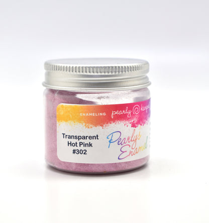 Pearly's Enamel Powder No. 302 Transparent Hot Pink 3oz. (85gr.) Great for torch/kiln/Cloisonné and Wet Packing Enameling