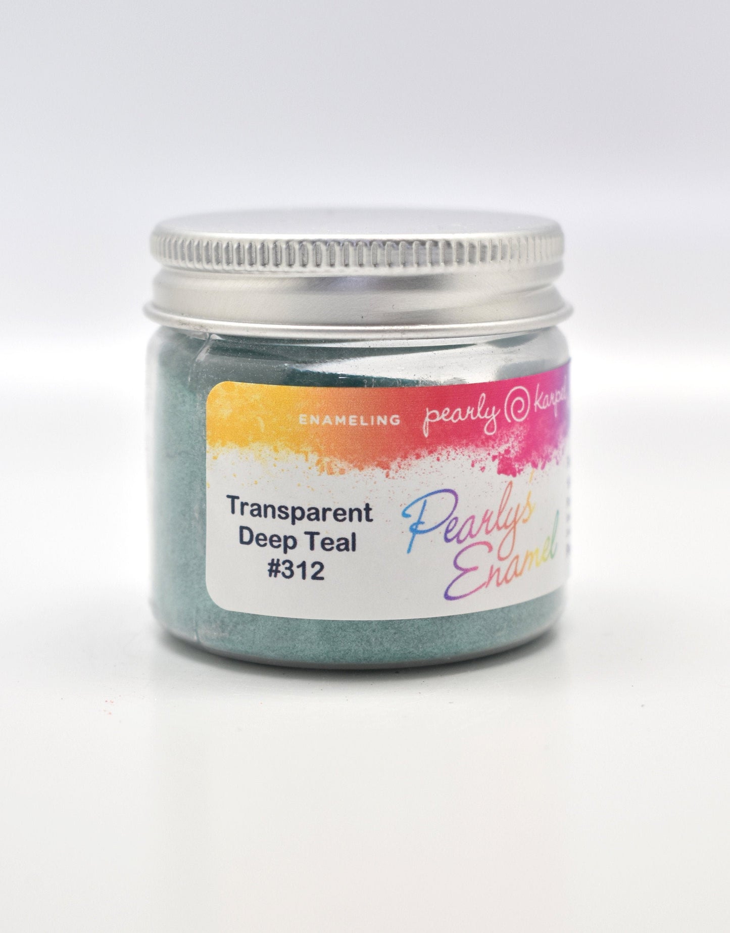 Pearly's Enamel Powder No. 312 Transparent Deep Teal 3oz. (85gr.) Great for torch/kiln/Cloisonné and Wet Packing Enameling