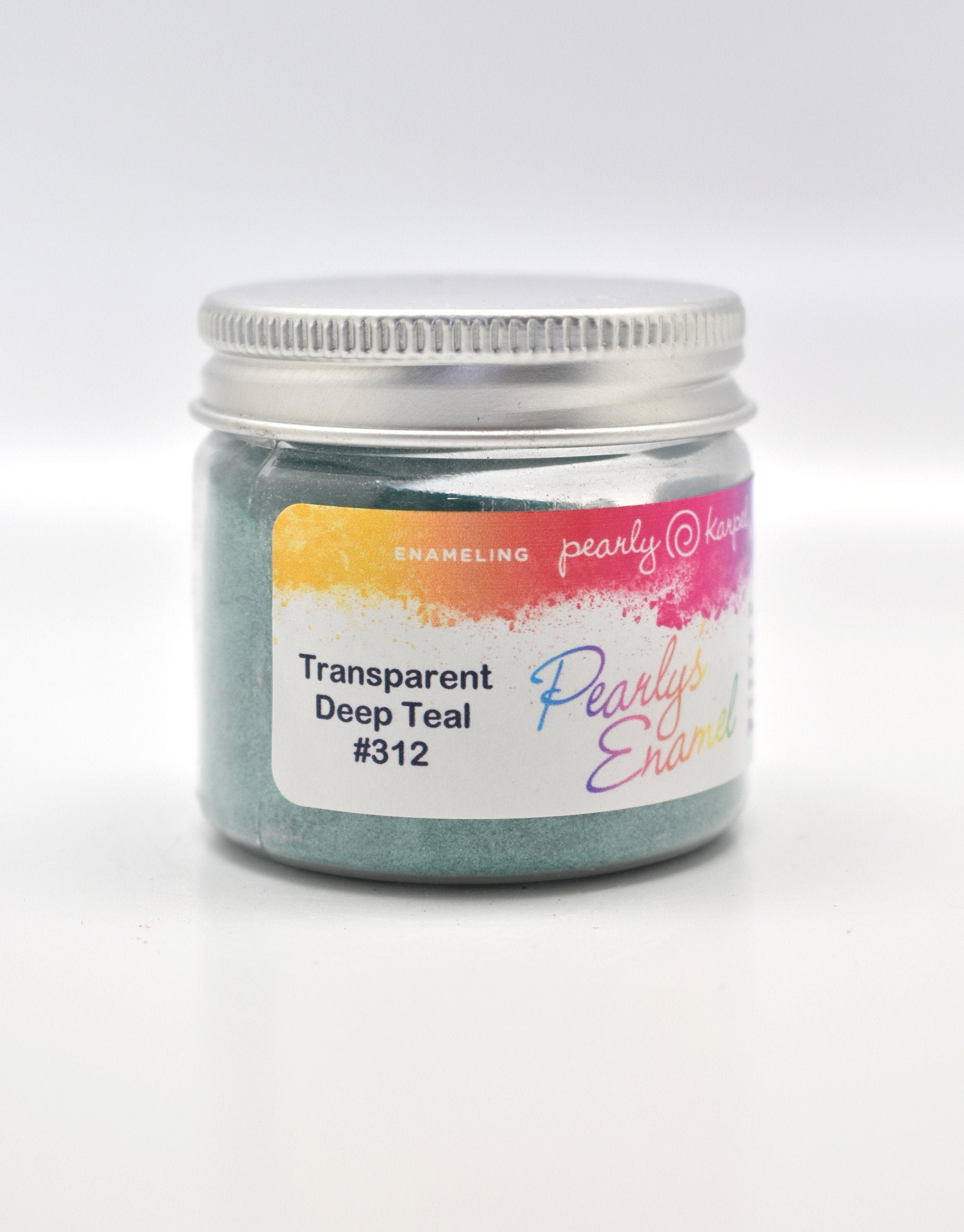 Pearly's Enamel Powder No. 312 Transparent Deep Teal 3oz. (85gr.) Great for torch/kiln/Cloisonné and Wet Packing Enameling