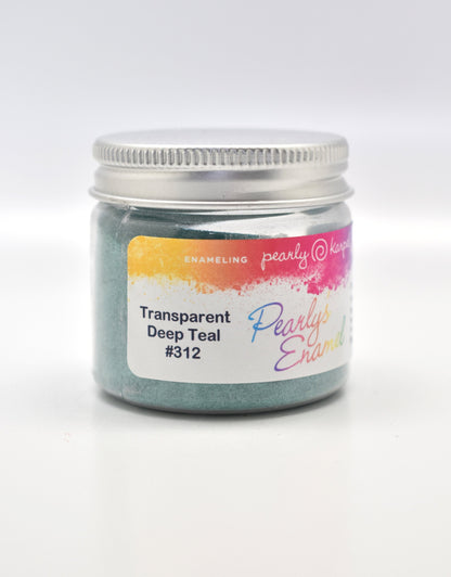 Pearly's Enamel Powder No. 312 Transparent Deep Teal 3oz. (85gr.) Great for torch/kiln/Cloisonné and Wet Packing Enameling