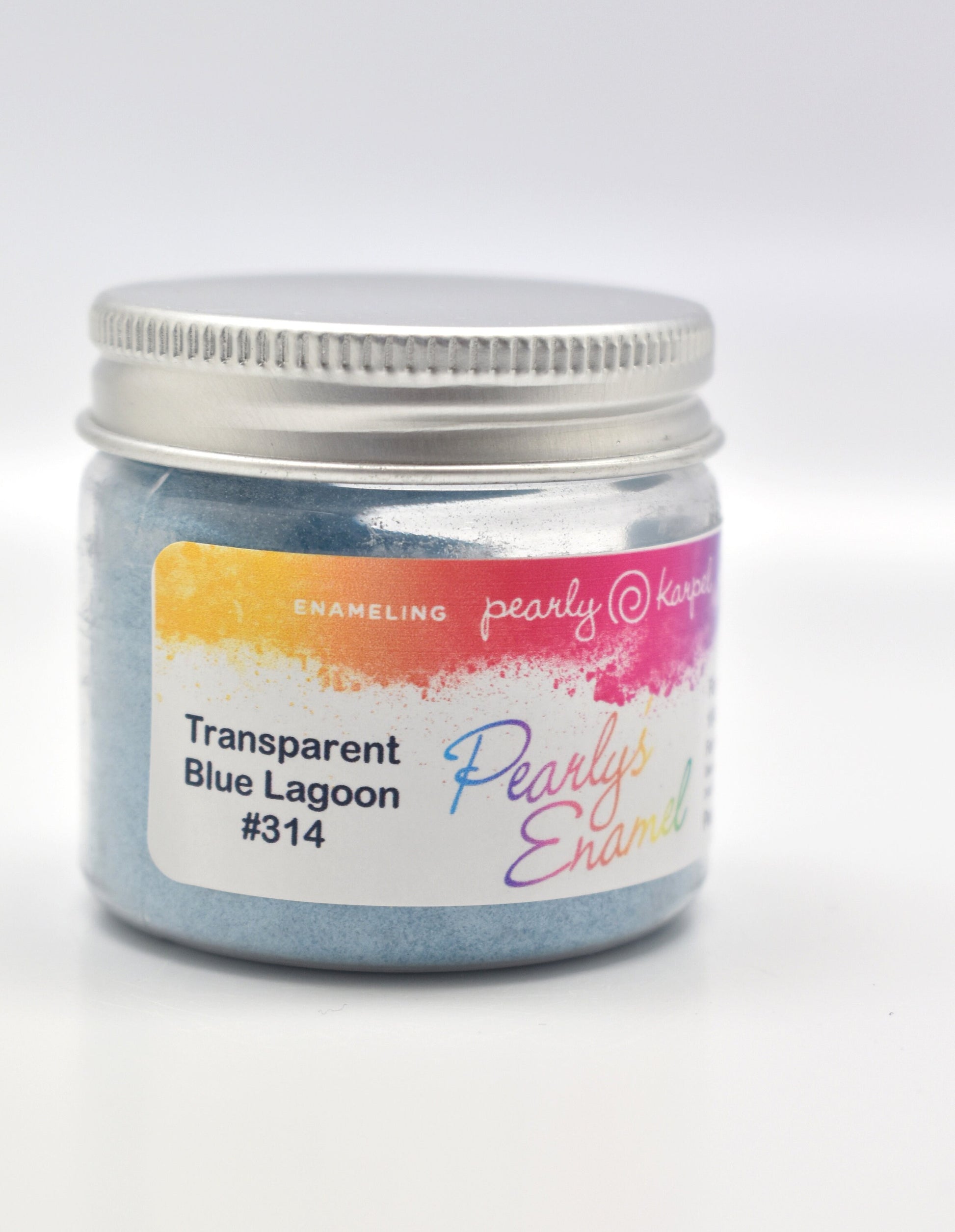 Pearly's Enamel Powder No. 314 Transparent Blue Lagoon 3oz. (85gr.) Great for torch/kiln/Cloisonné and Wet Packing Enameling