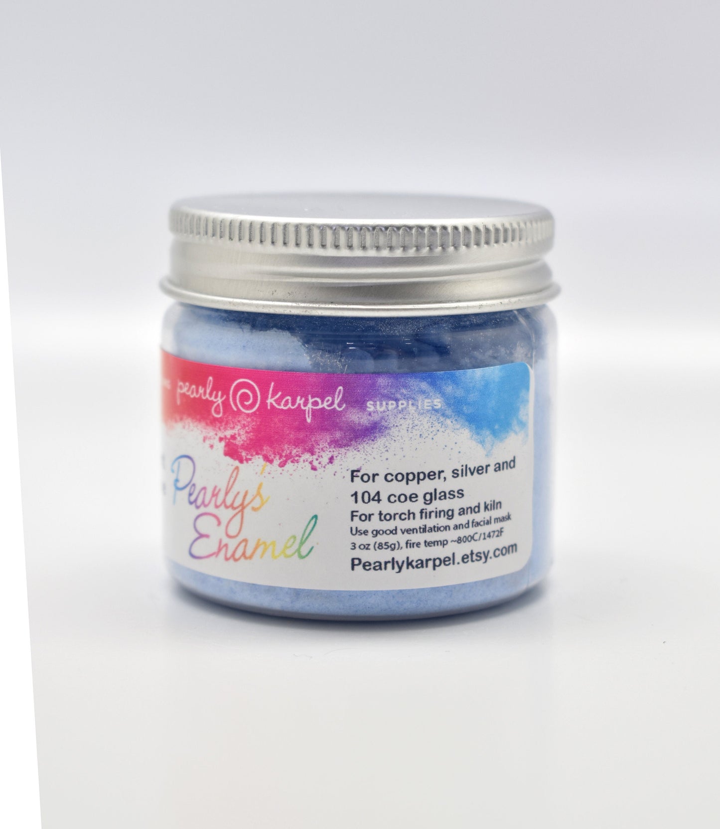 Pearly's Enamel Powder No. 324 Transparent Persian Blue 3oz. (85gr.) Great for torch/kiln/Cloisonné and Wet Packing Enameling