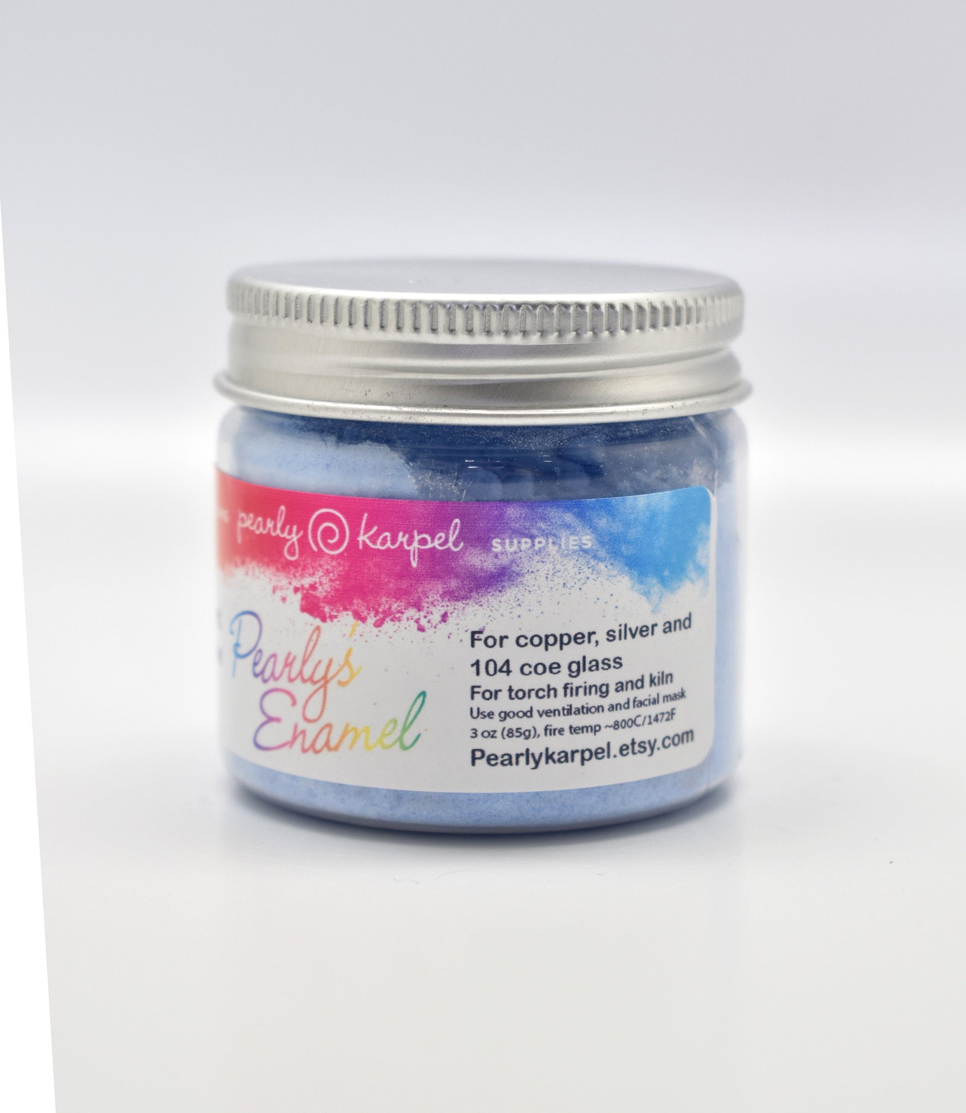 Pearly's Enamel Powder No. 324 Transparent Persian Blue 3oz. (85gr.) Great for torch/kiln/Cloisonné and Wet Packing Enameling