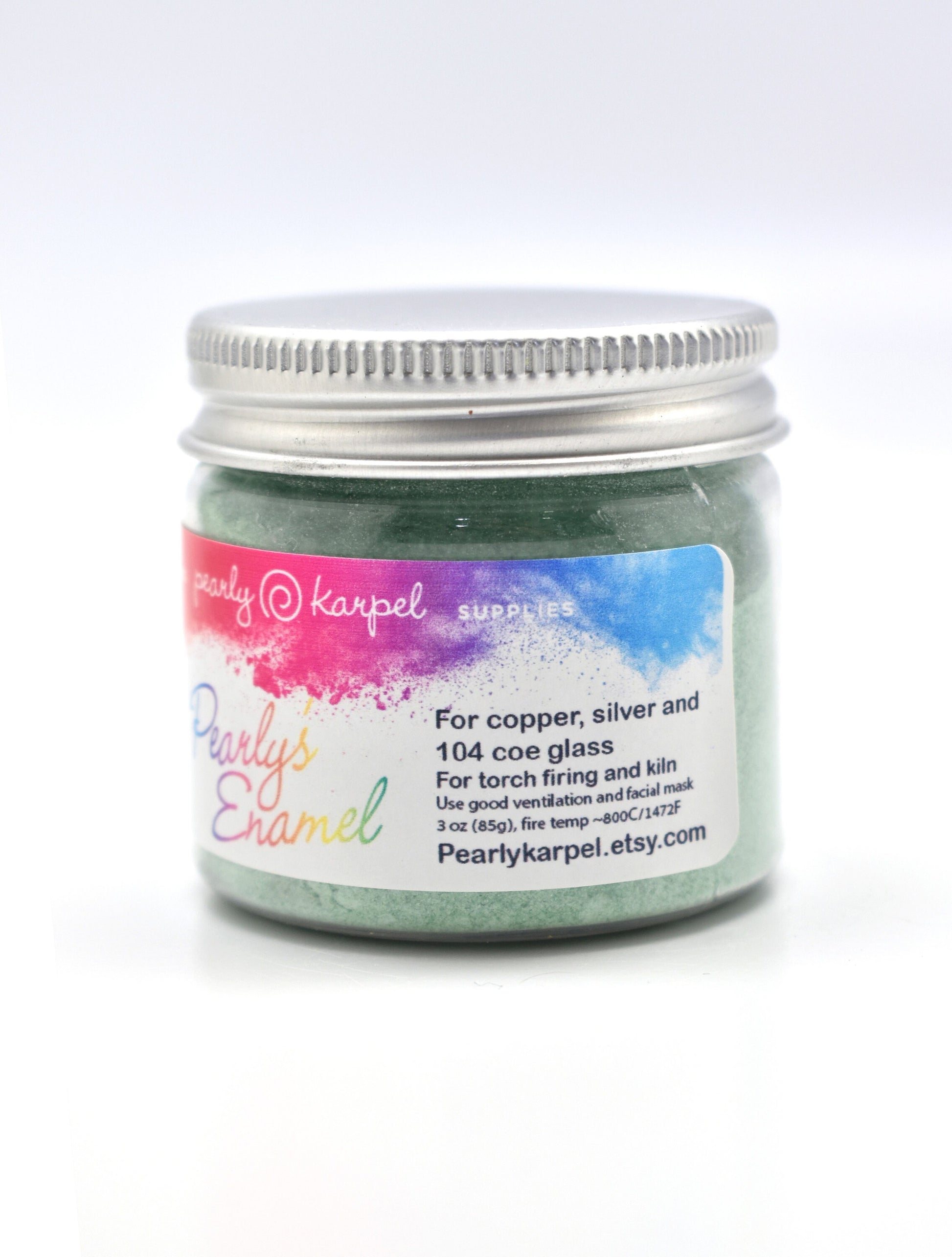 Pearly's Enamel Powder No. 325 Transparent Bright Green 3oz. (85gr.) Great for torch/kiln/Cloisonné and Wet Packing Enameling
