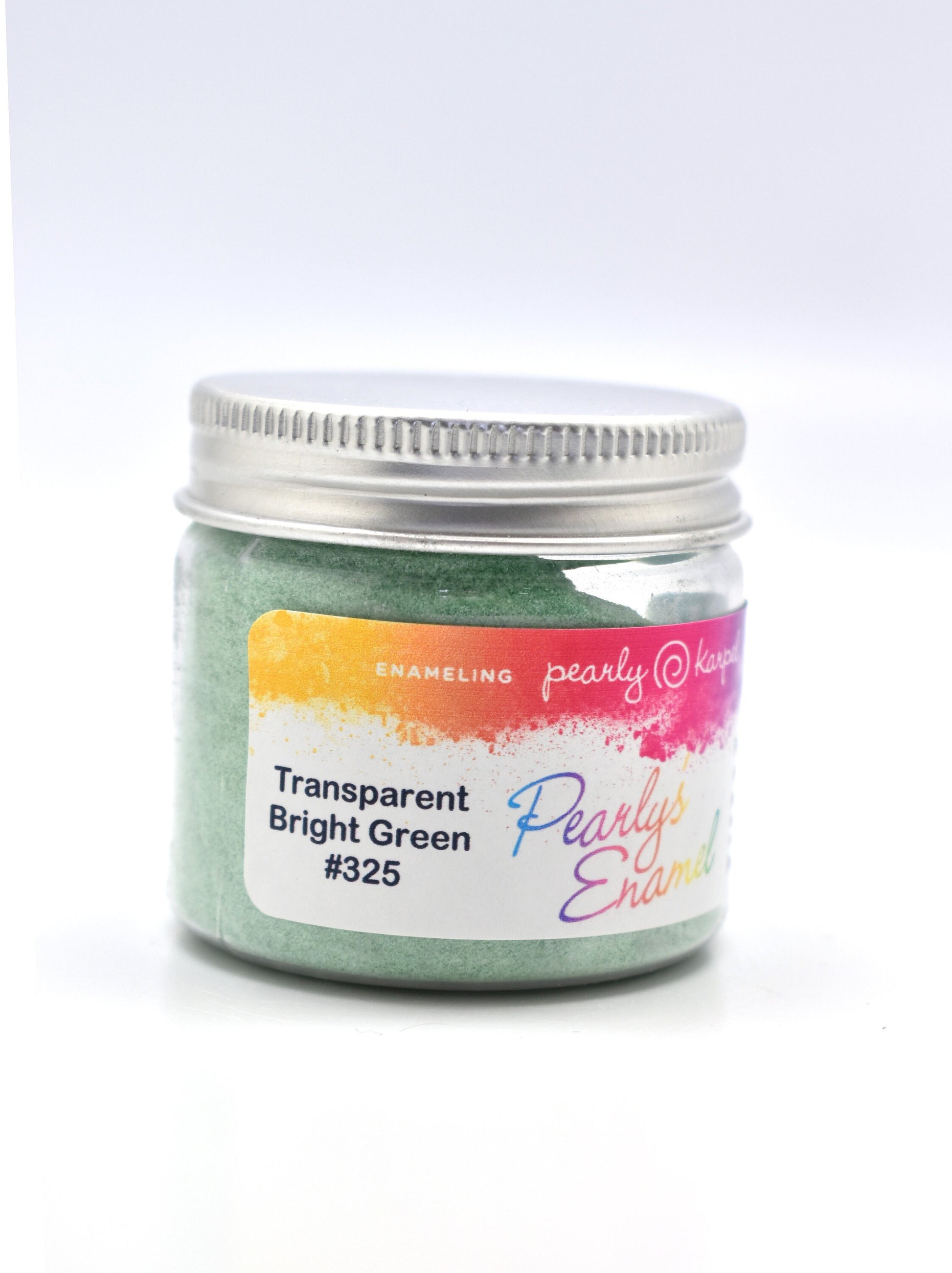 Pearly's Enamel Powder No. 325 Transparent Bright Green 3oz. (85gr.) Great for torch/kiln/Cloisonné and Wet Packing Enameling
