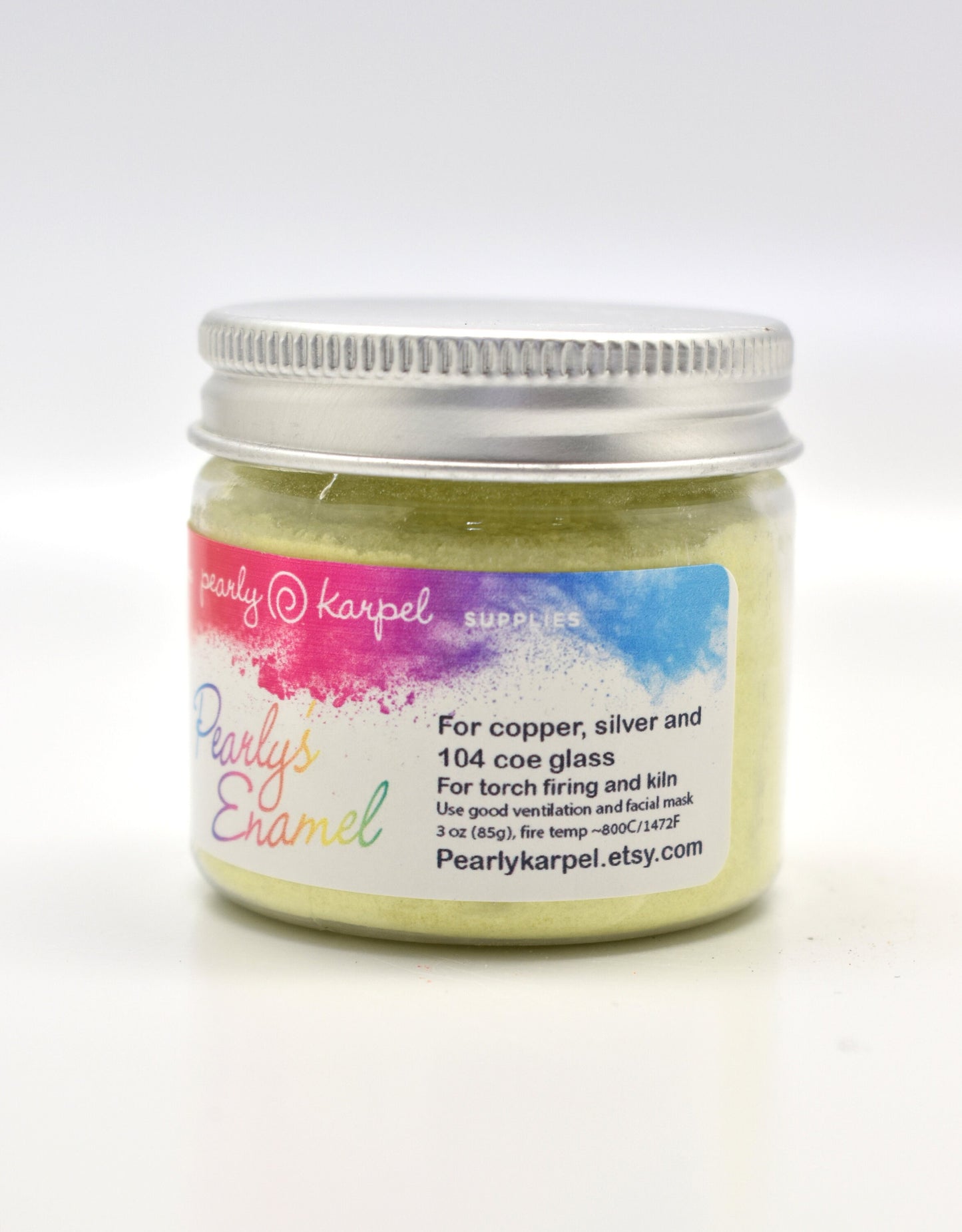 Pearly's Enamel Powder No. 327 Transparent Yellow 3oz. (85gr.) Great for torch/kiln/Cloisonné and Wet Packing Enameling