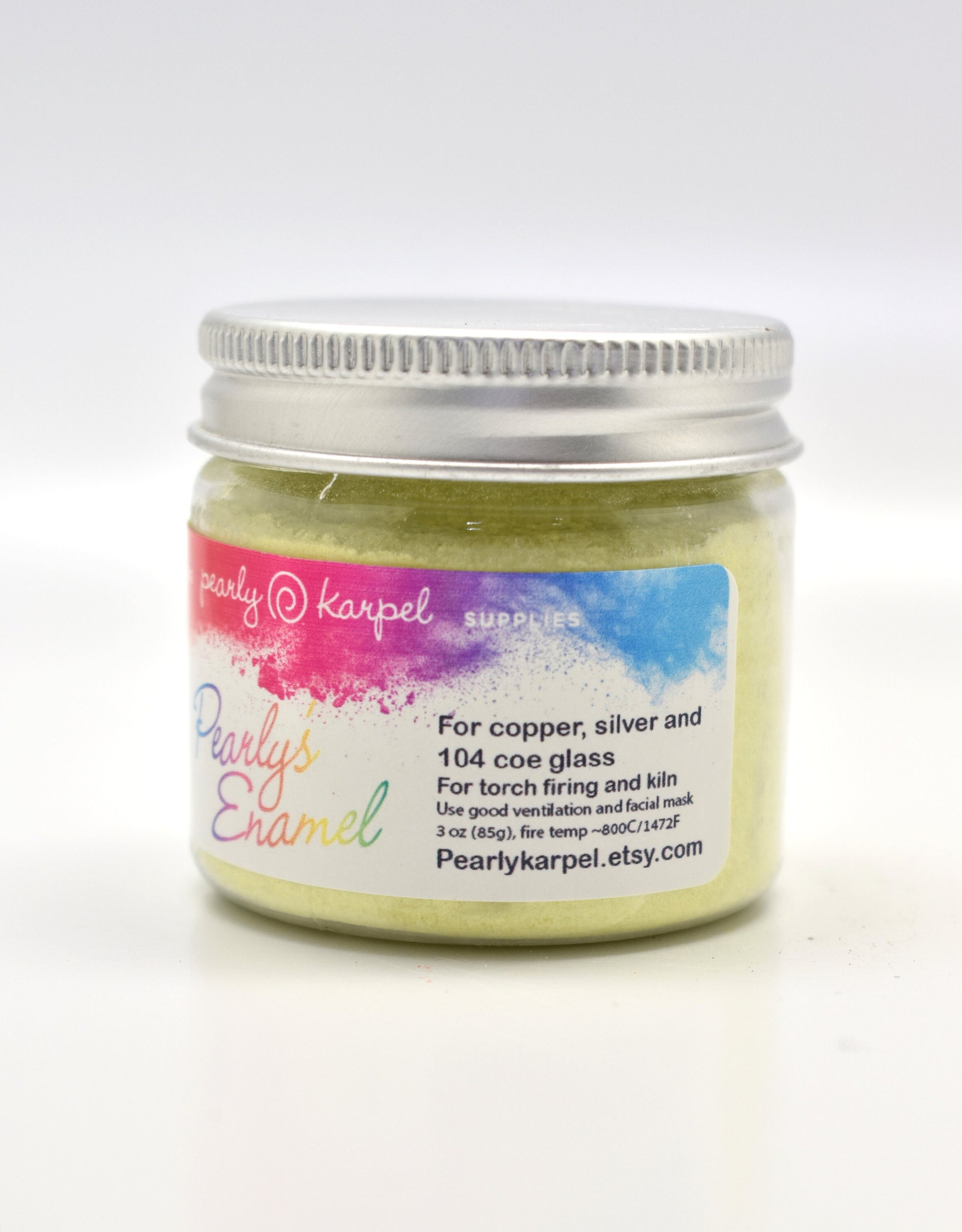 Pearly's Enamel Powder No. 327 Transparent Yellow 3oz. (85gr.) Great for torch/kiln/Cloisonné and Wet Packing Enameling