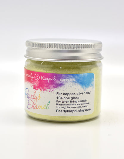 Pearly's Enamel Powder No. 327 Transparent Yellow 3oz. (85gr.) Great for torch/kiln/Cloisonné and Wet Packing Enameling