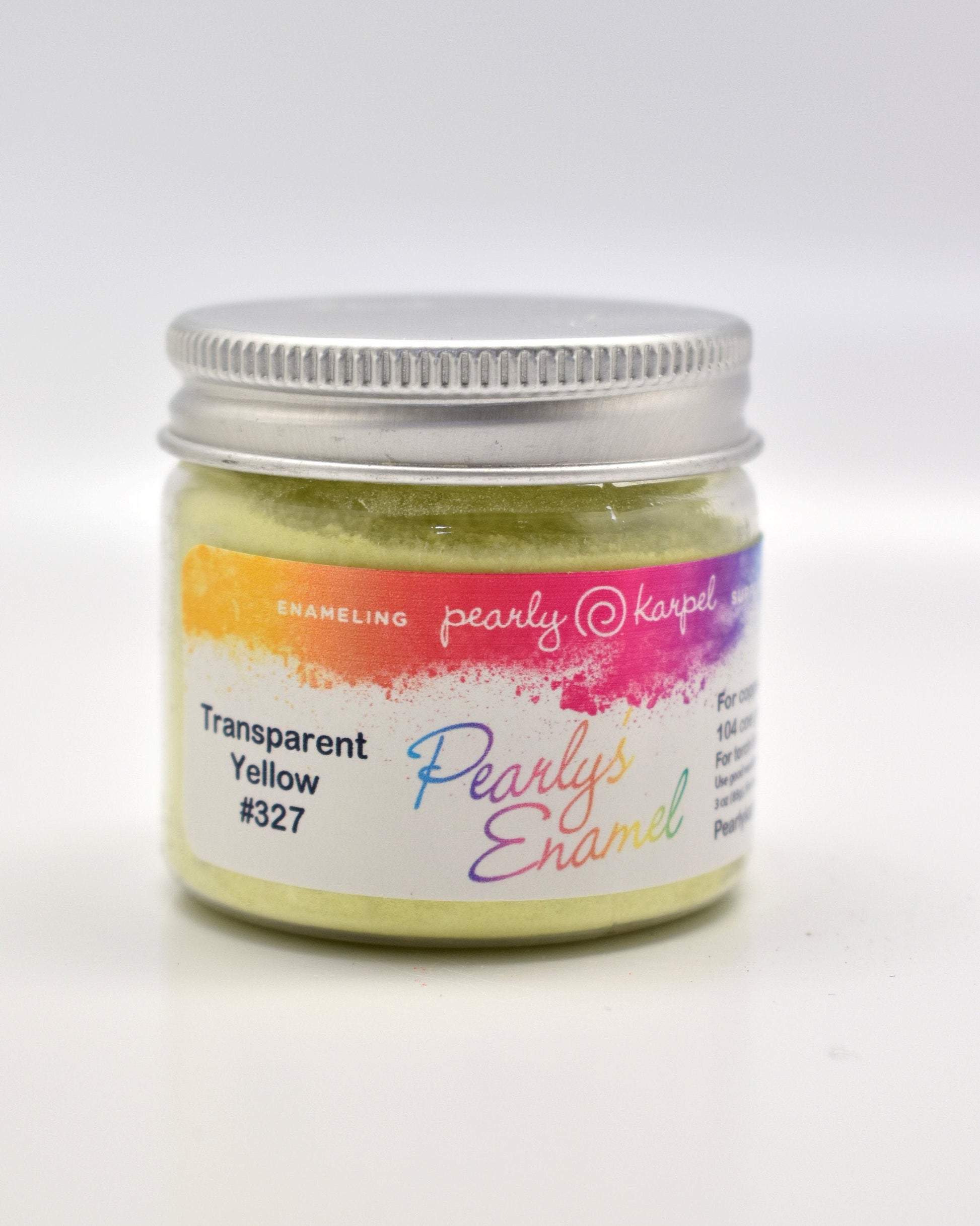 Pearly's Enamel Powder No. 327 Transparent Yellow 3oz. (85gr.) Great for torch/kiln/Cloisonné and Wet Packing Enameling
