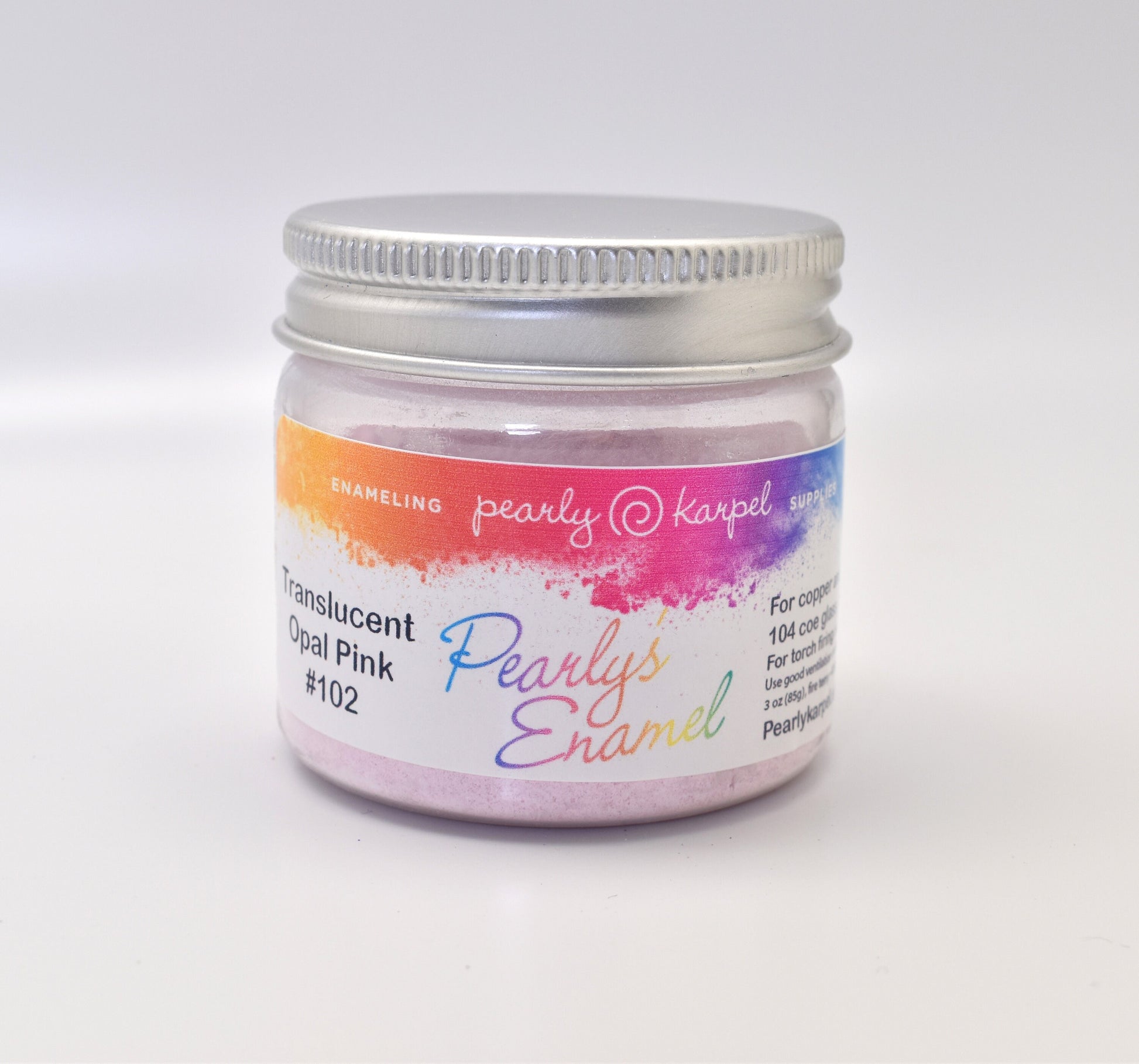 Pearly's Enamel Powder No. 102 Translucent Opal Pink 3oz. (85gr.) Great for torch/kiln/Cloisonné and Wet Packing Enameling