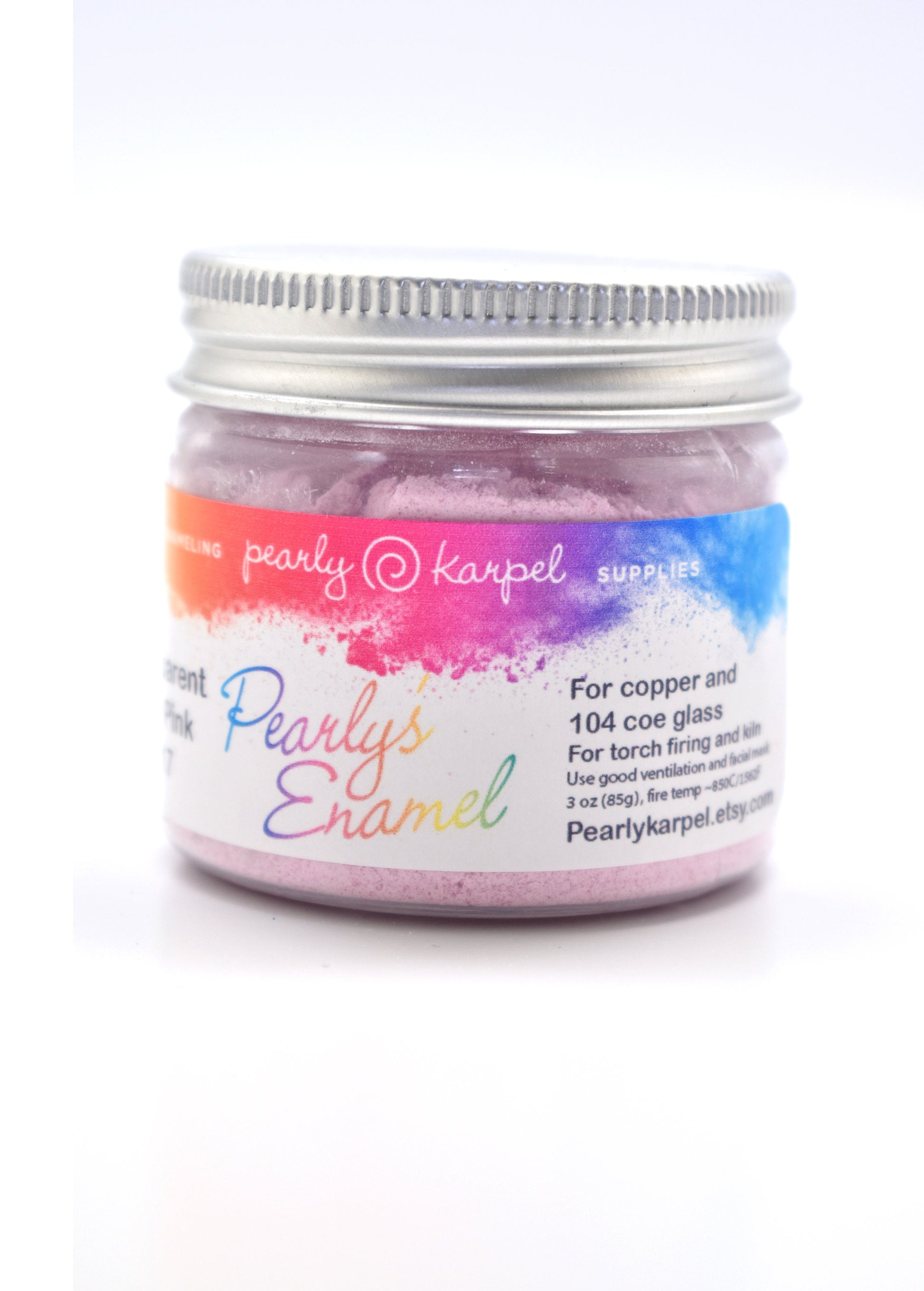 Pearly's Enamel Powder No. 117 Transparent Rose Pink 3oz. (85gr.) Great for torch/kiln/Cloisonné and Wet Packing Enameling