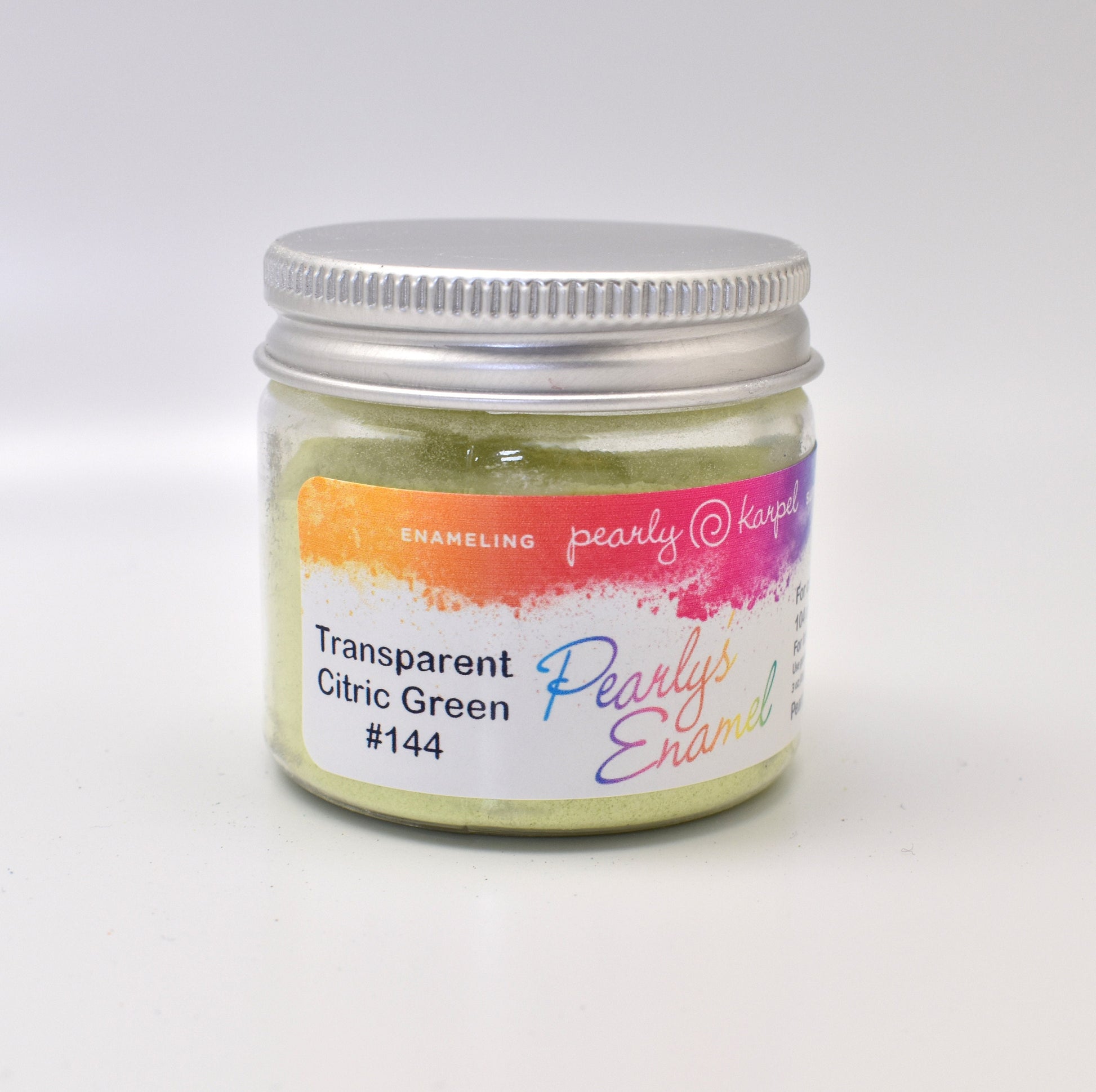 Pearly's Enamel Powder No. 144 Transparent Citric Green 3oz. (85gr.) Great for torch/kiln/Cloisonné and Wet Packing Enameling