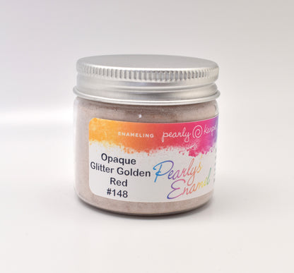 Pearly's Enamel Powder No. 148 Opaque Glitter Golden Red 3oz. (85gr.) - Lead Free Great for torch/kiln/Cloisonné and Wet Packing Enameling