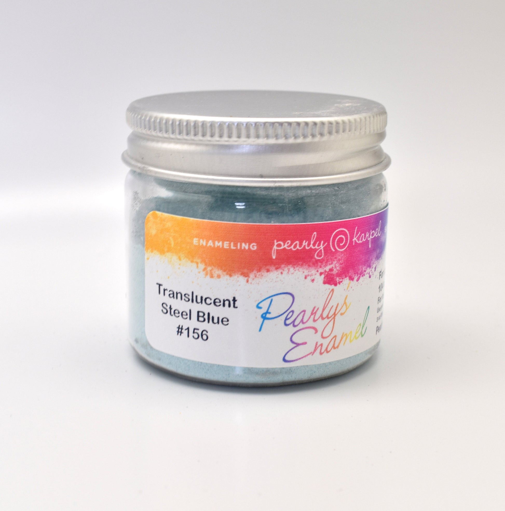 Pearly's Enamel Powder No. 156 Translucent Steel Blue 3oz. (85gr.) Great for torch/kiln/Cloisonné and Wet Packing Enameling