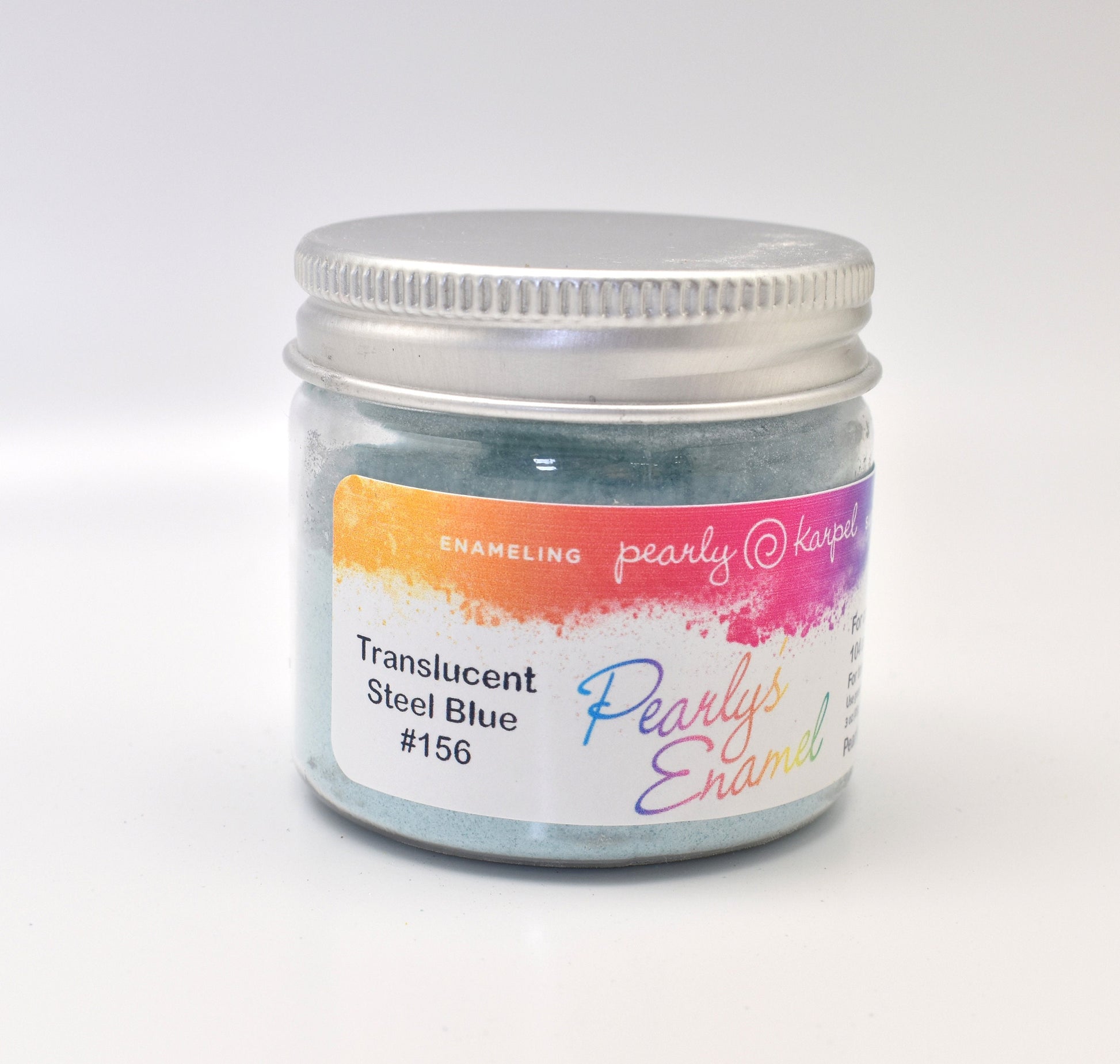 Pearly's Enamel Powder No. 156 Translucent Steel Blue 3oz. (85gr.) Great for torch/kiln/Cloisonné and Wet Packing Enameling