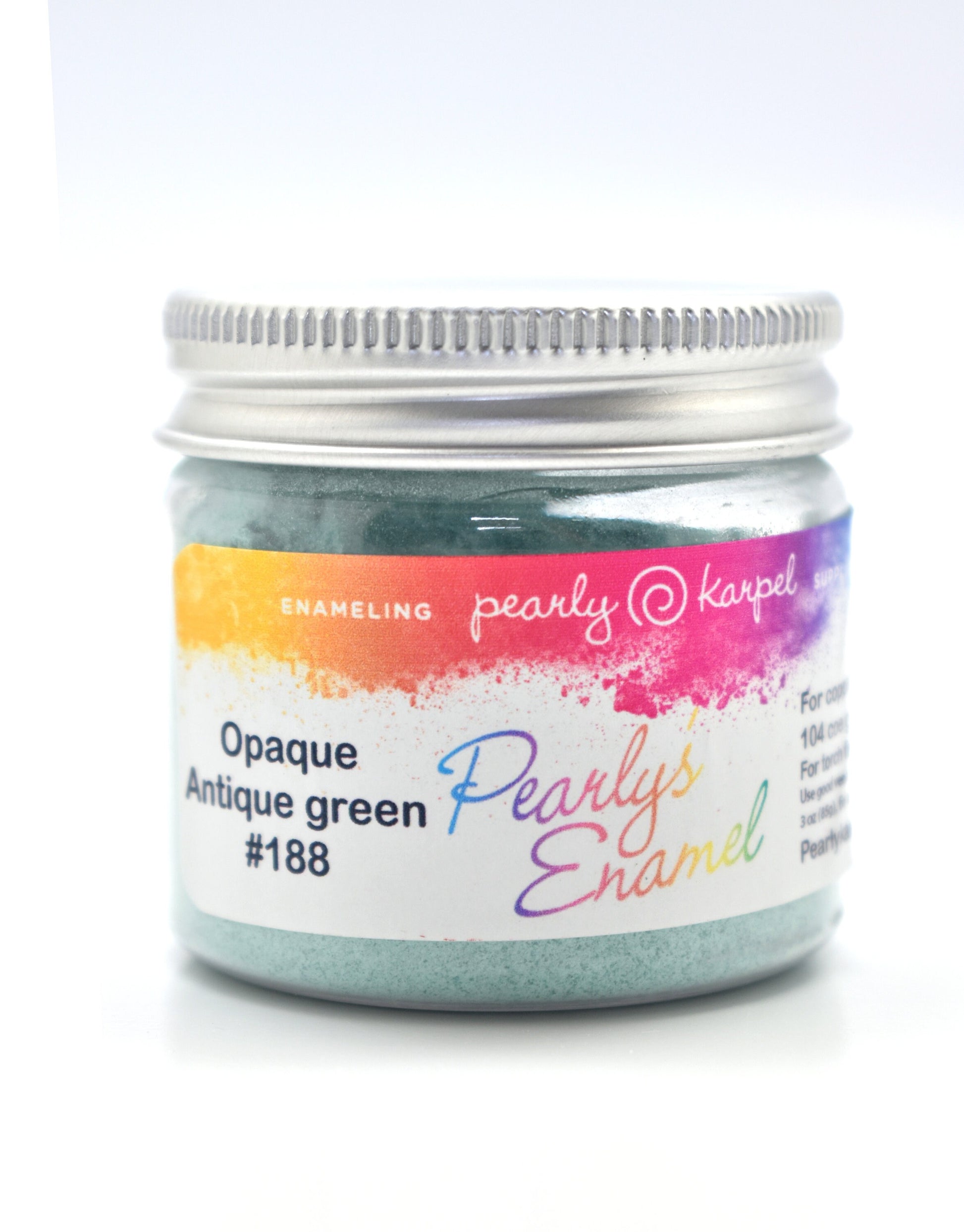 Pearly's Enamel Powder No. 188 Opaque Antique Green 3oz. (85gr.) Great for torch/kiln/Cloisonné and Wet Packing Enameling