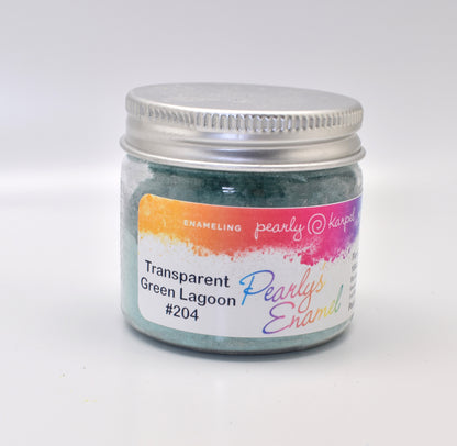 Pearly's Enamel Powder No. 247 Transparent Emerald Green 3oz. (85gr.) Great for torch/kiln/Cloisonné and Wet Packing Enameling