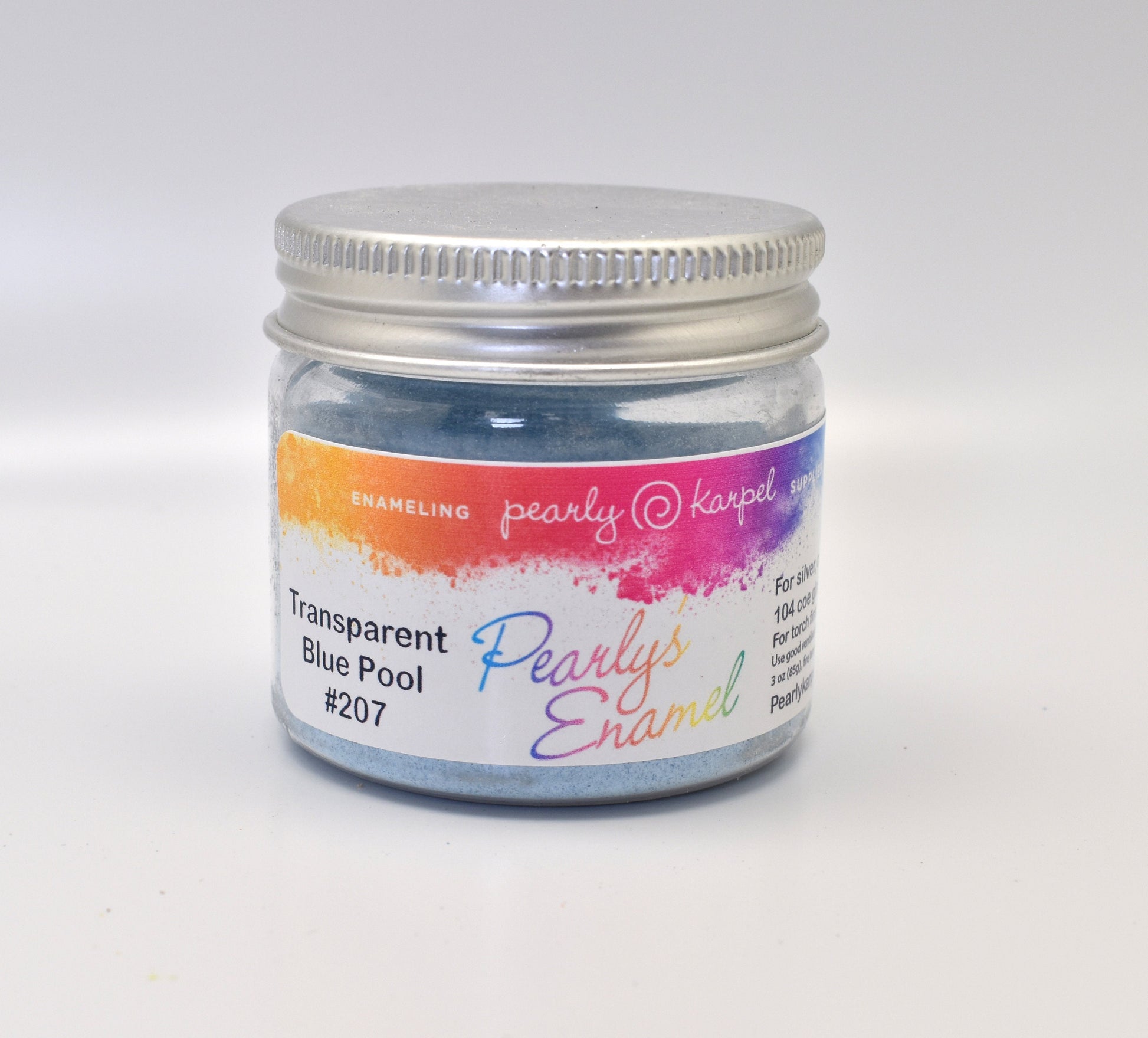 Pearly's Enamel Powder No. 207 Transparent Blue Pool 3oz. (85gr.) Great for torch/kiln/Cloisonné and Wet Packing Enameling