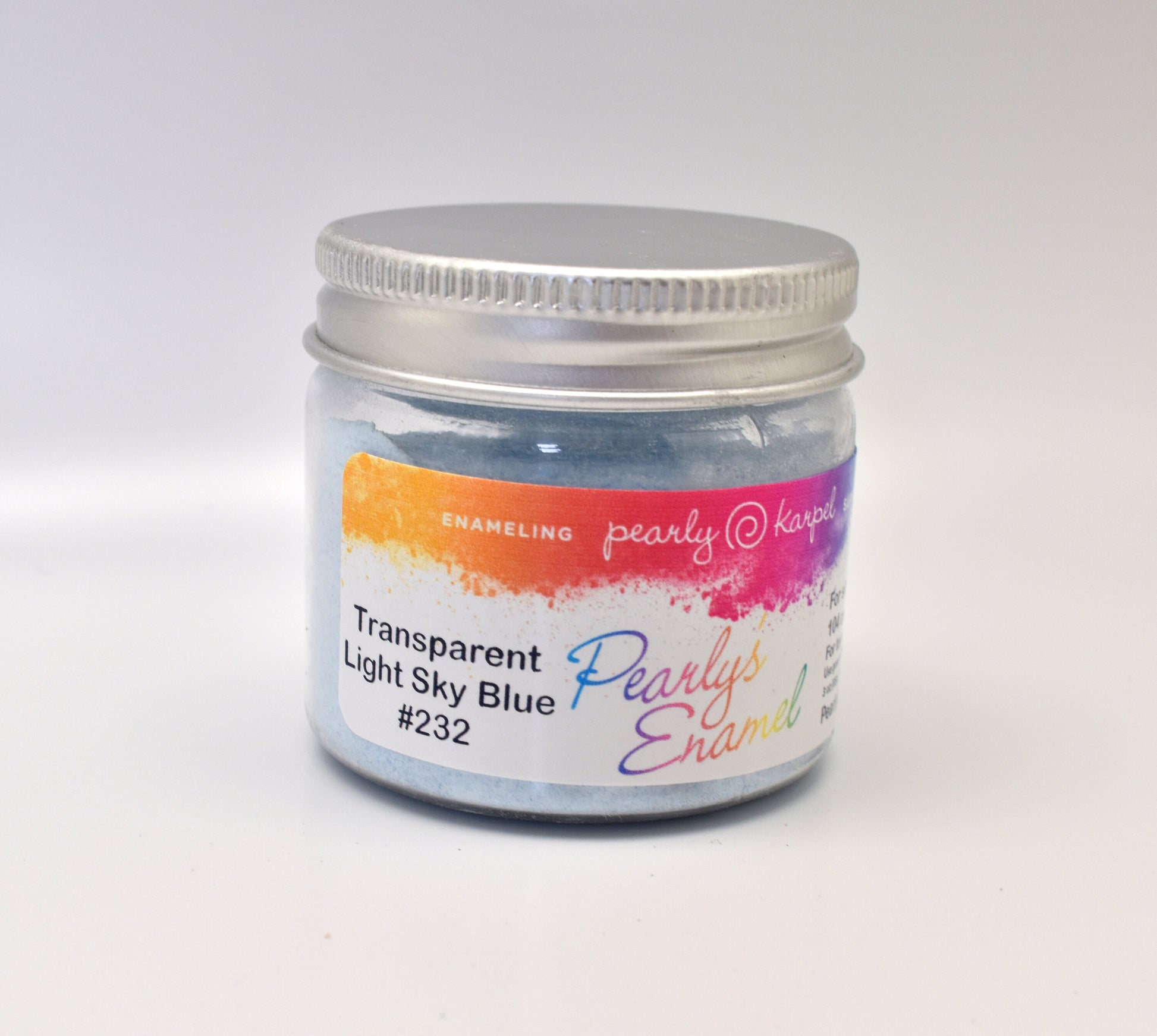 Pearly's Enamel Powder No. 232 Transparent Light Sky Blue 3oz. (85gr.) Great for torch/kiln/Cloisonné and Wet Packing Enameling