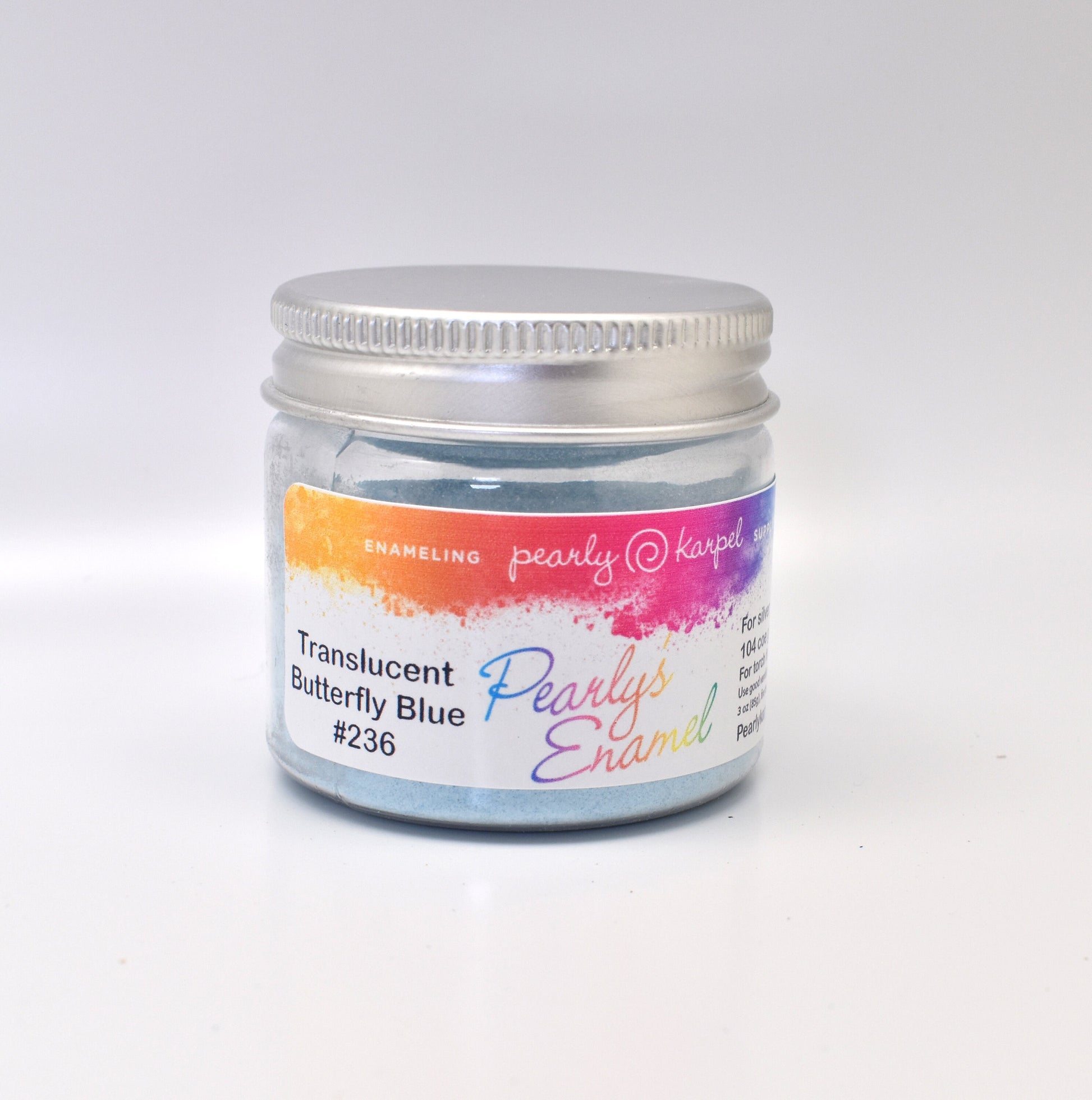 Pearly's Enamel Powder No. 236 Translucent Butterfly Blue 3oz. (85gr.) Great for torch/kiln/Cloisonné and Wet Packing Enameling